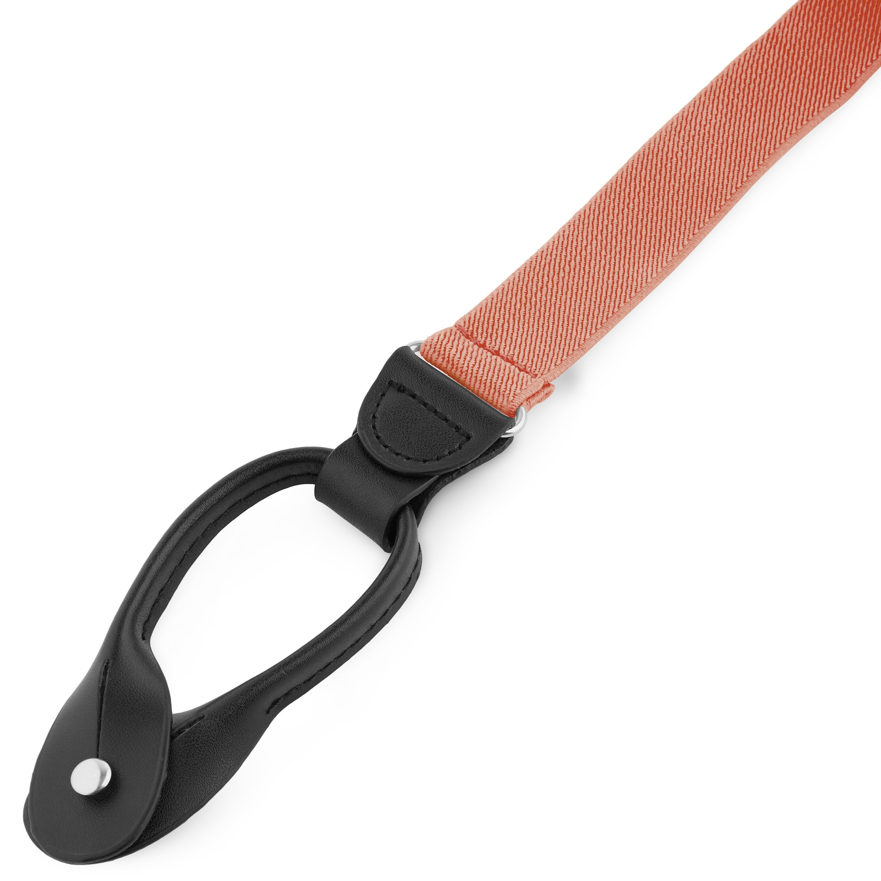 Úzke gombíkové traky v koralovej farbe - 2