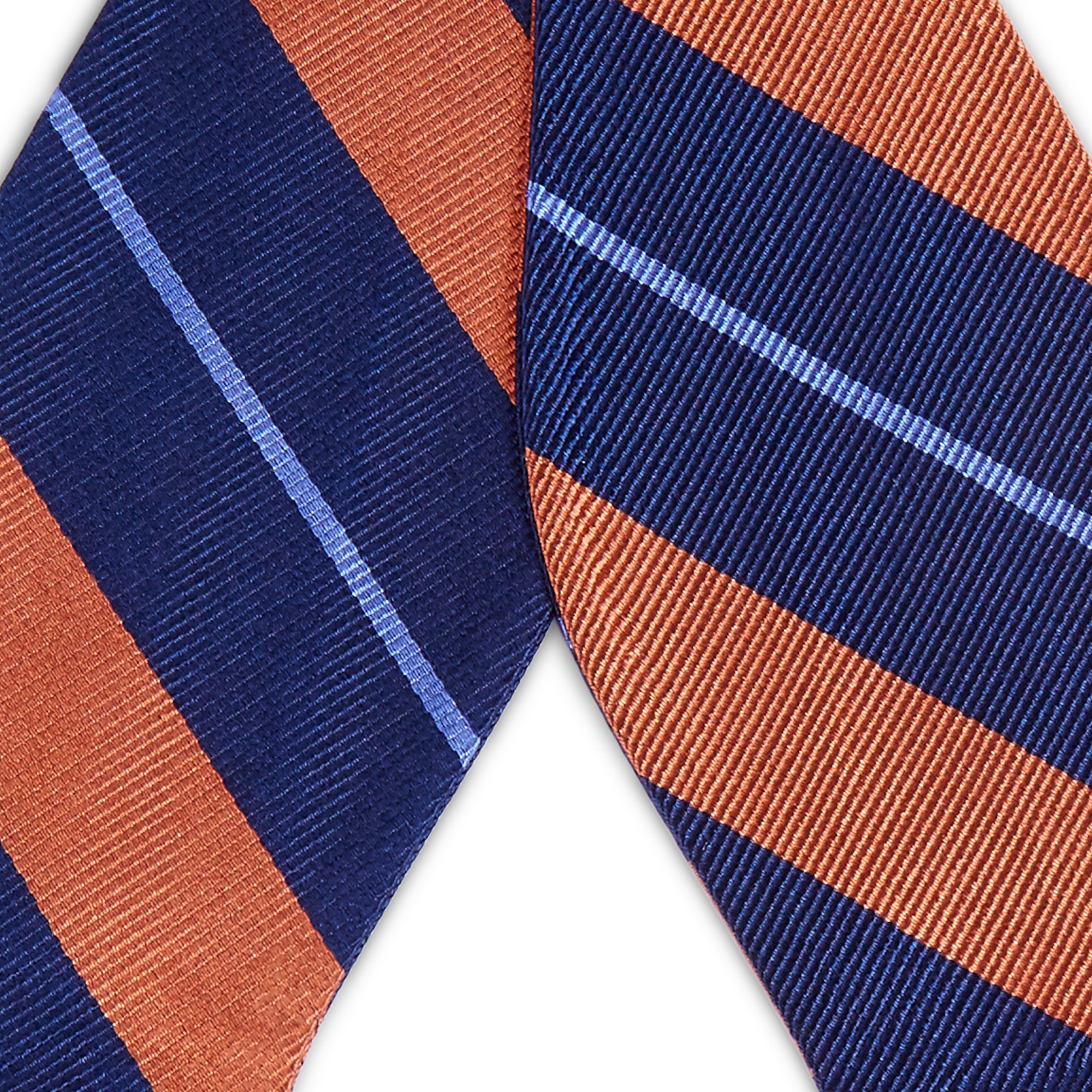 True Orange & Navy Blue Stripe Silk Self-Tie Bow Tie - 2