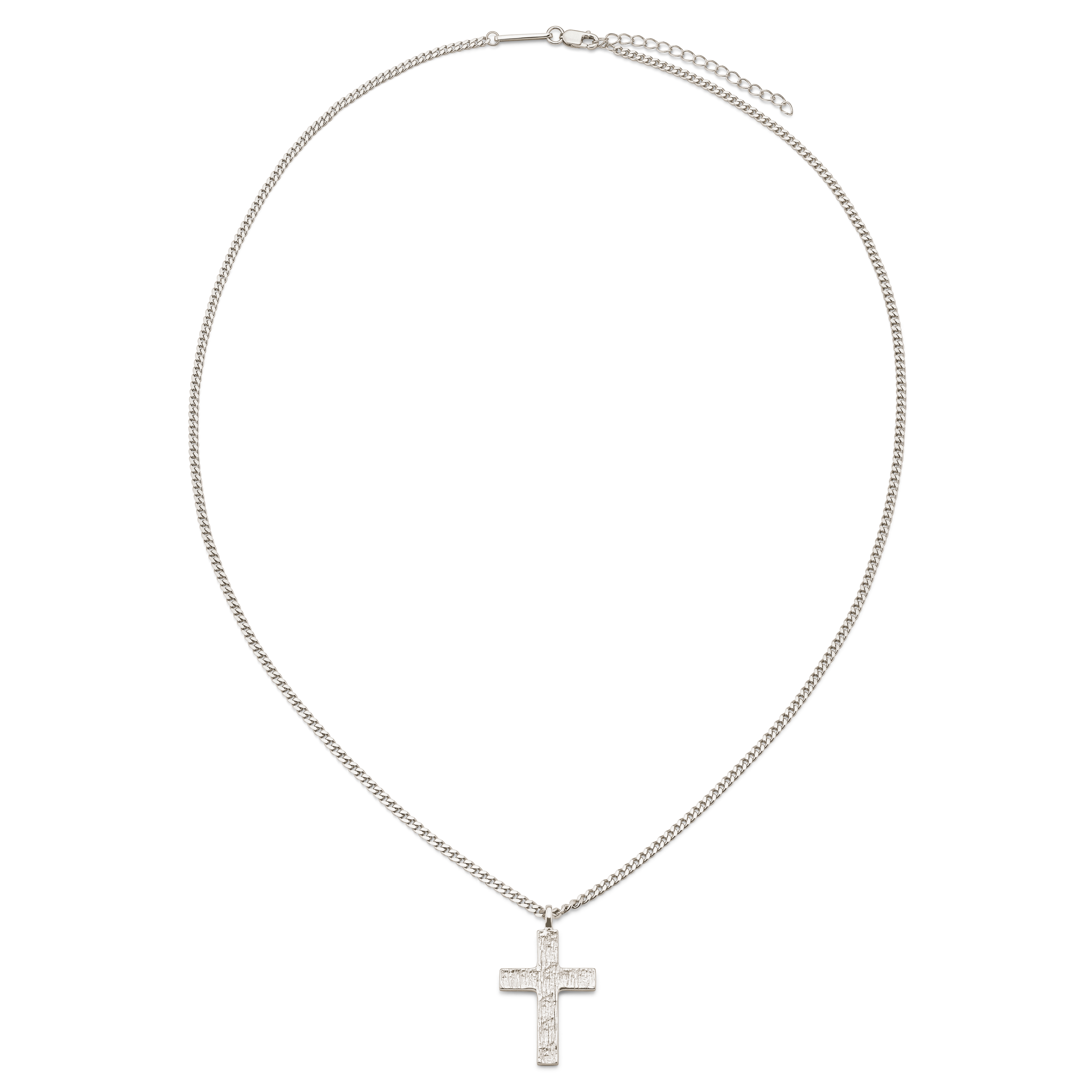 Rustic | Pinnoittamaton Raaka 925 Sterlinghopea Ristikaulakoru - 4