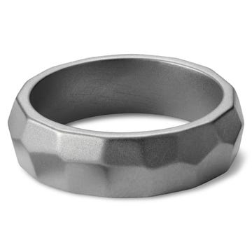 Jax | 7 mm Silver-Tone Stainless Steel Faceted Band Ring
