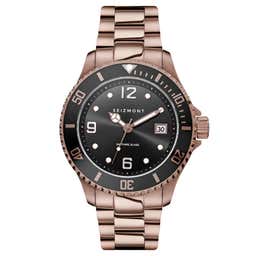 Tide | Rose Gold-Tone Stainless Steel Dive Watch With Black Dial
