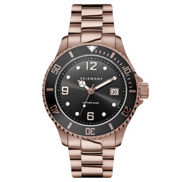 Tide | Rose Gold-Tone Stainless Steel Dive Watch With Black Dial