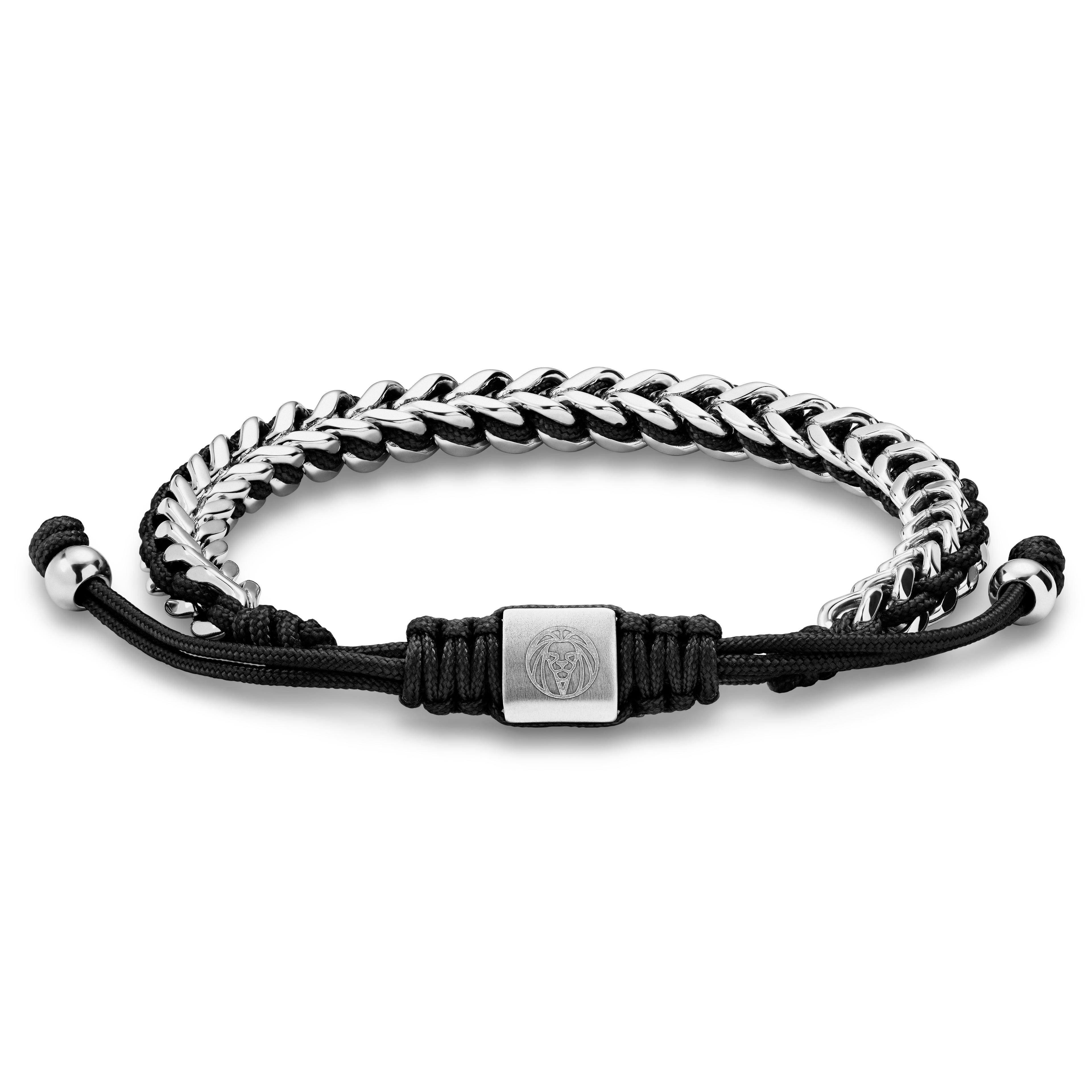 Rustfritt Stål og Svart Nylon Armbånd | På lager! | Lucleon