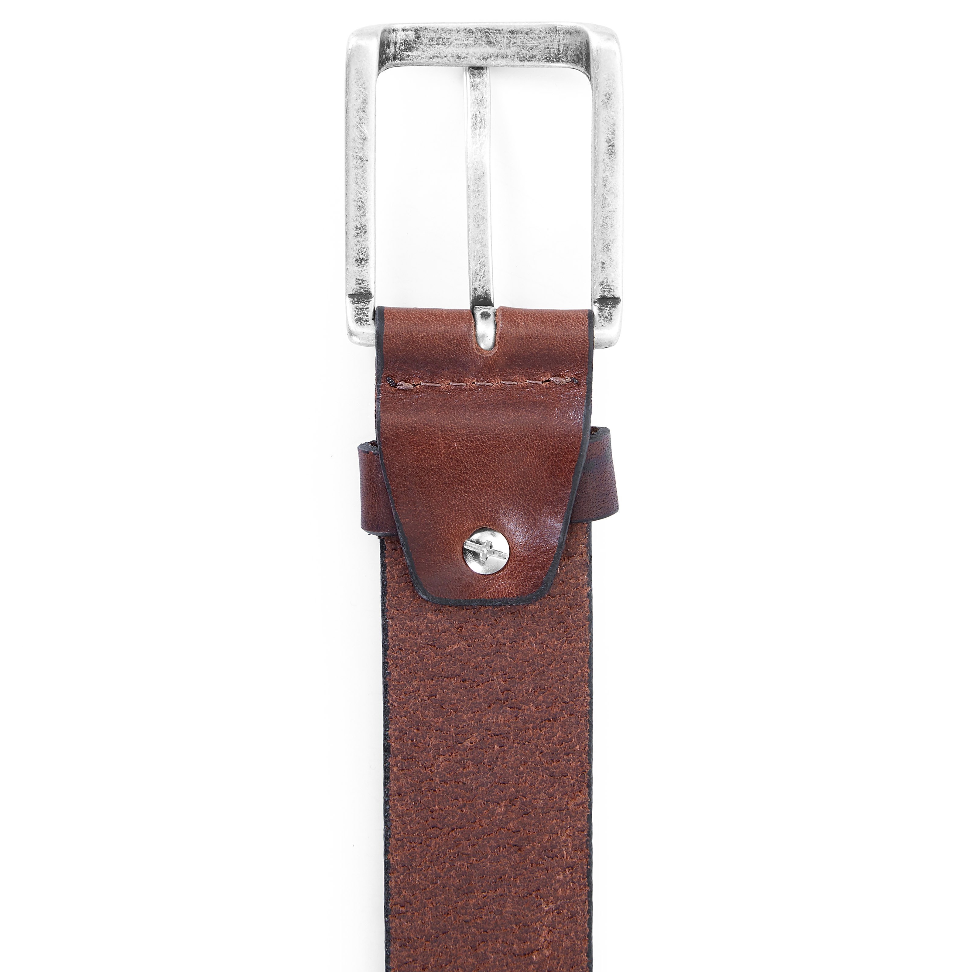 Poltettu kastanjanruskea nahkavyö - 4