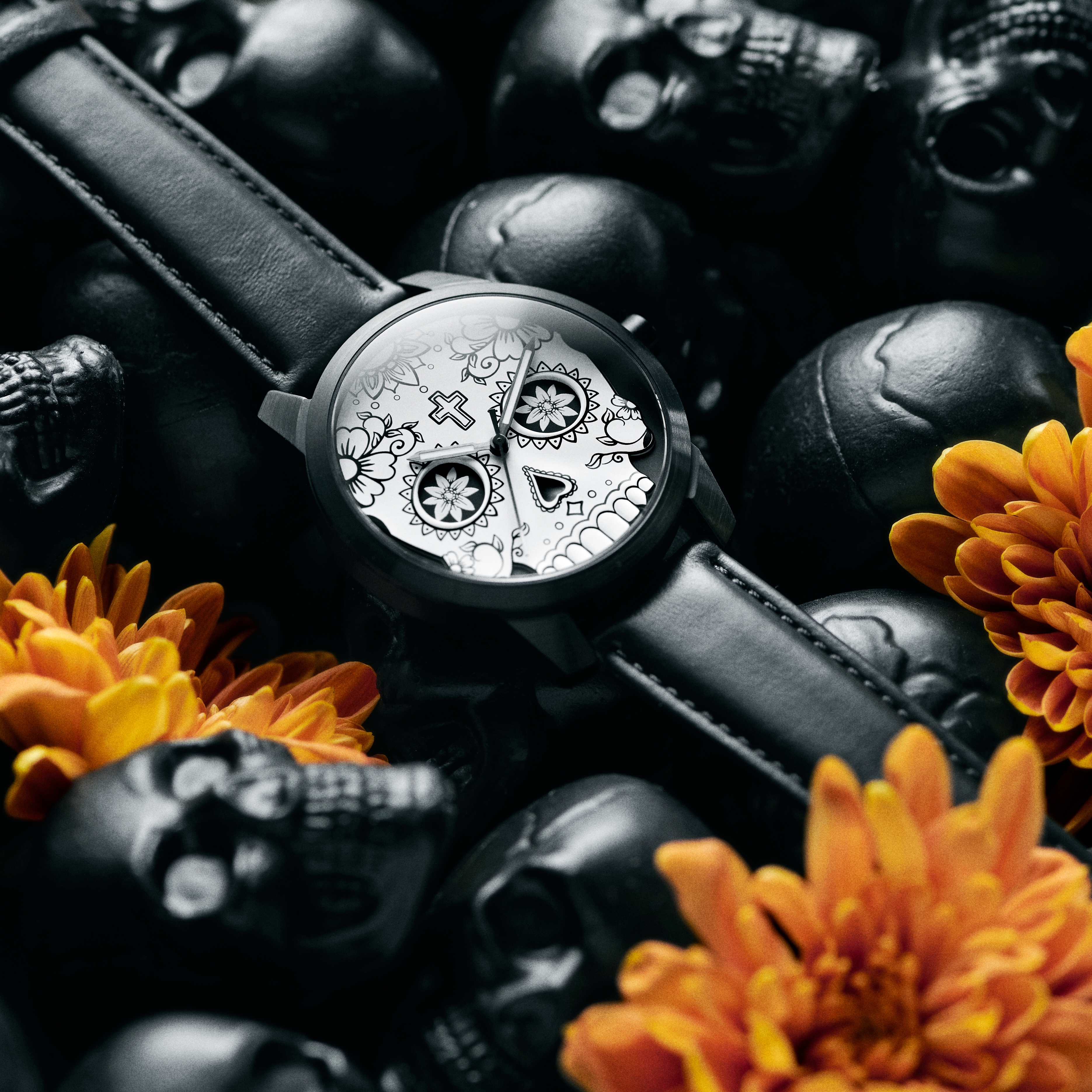 Todos | Weißer Schädel Tag der Toten Uhr - 5