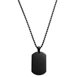 Black Stainless Steel Dog Tag Ball Chain Necklace