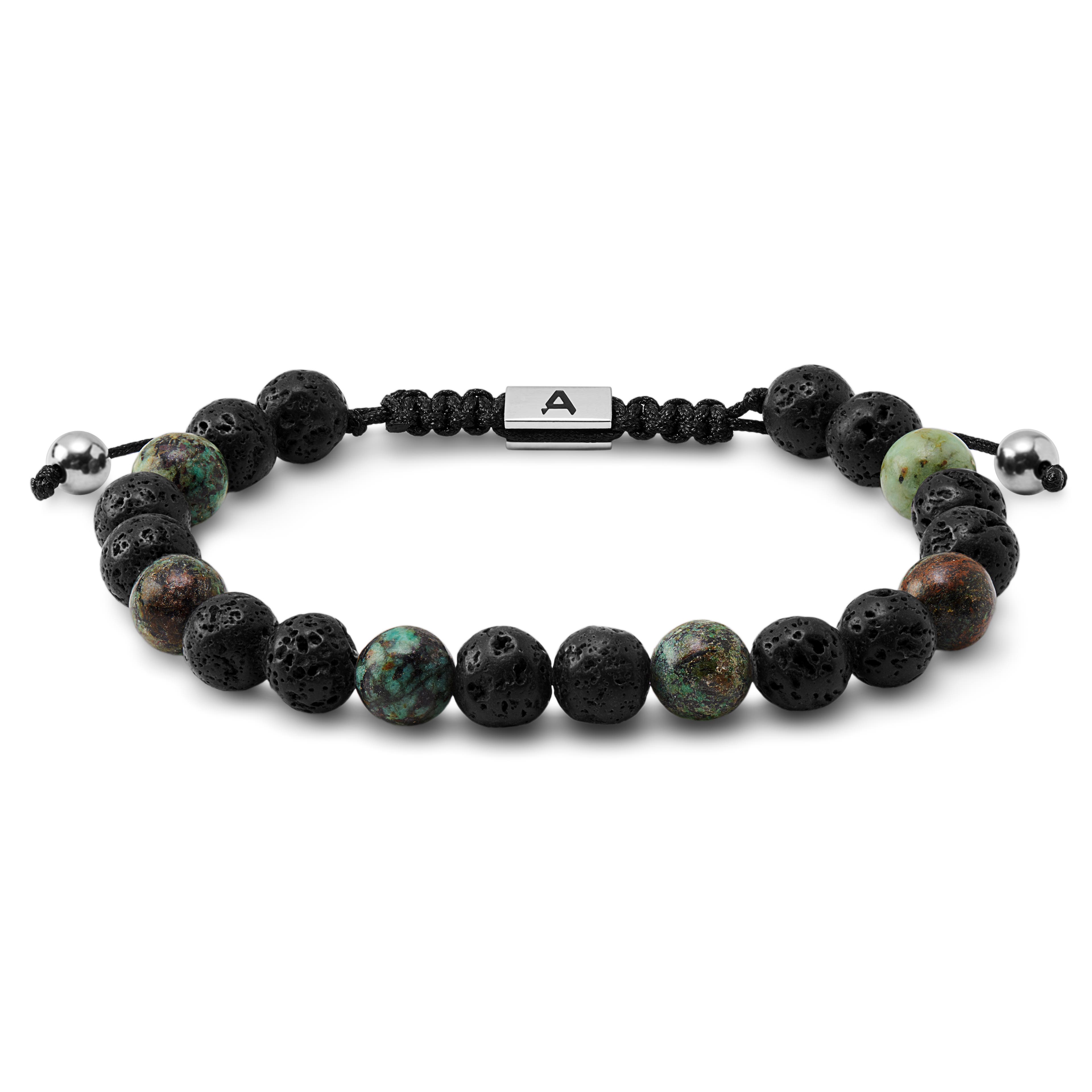 Sanatio | 8 mm Lavastein & Afrikanischer Türkis Steinarmband Sanatio | 8 mm Lavastein & Afrikanischer Türkis Steinarmband