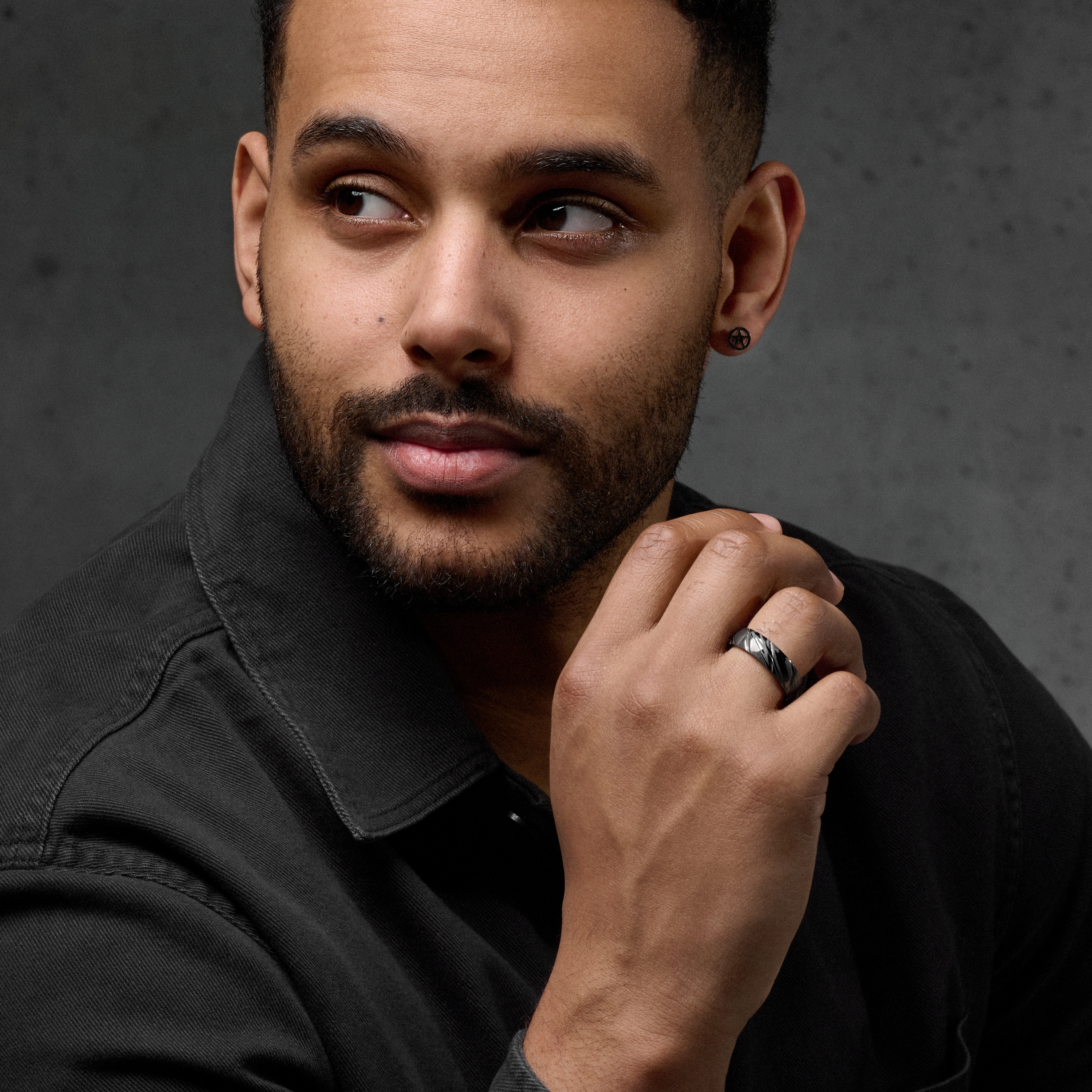 Fortis | Anneau en acier Damas cannelé bronze et or rose - 7 mm - 4