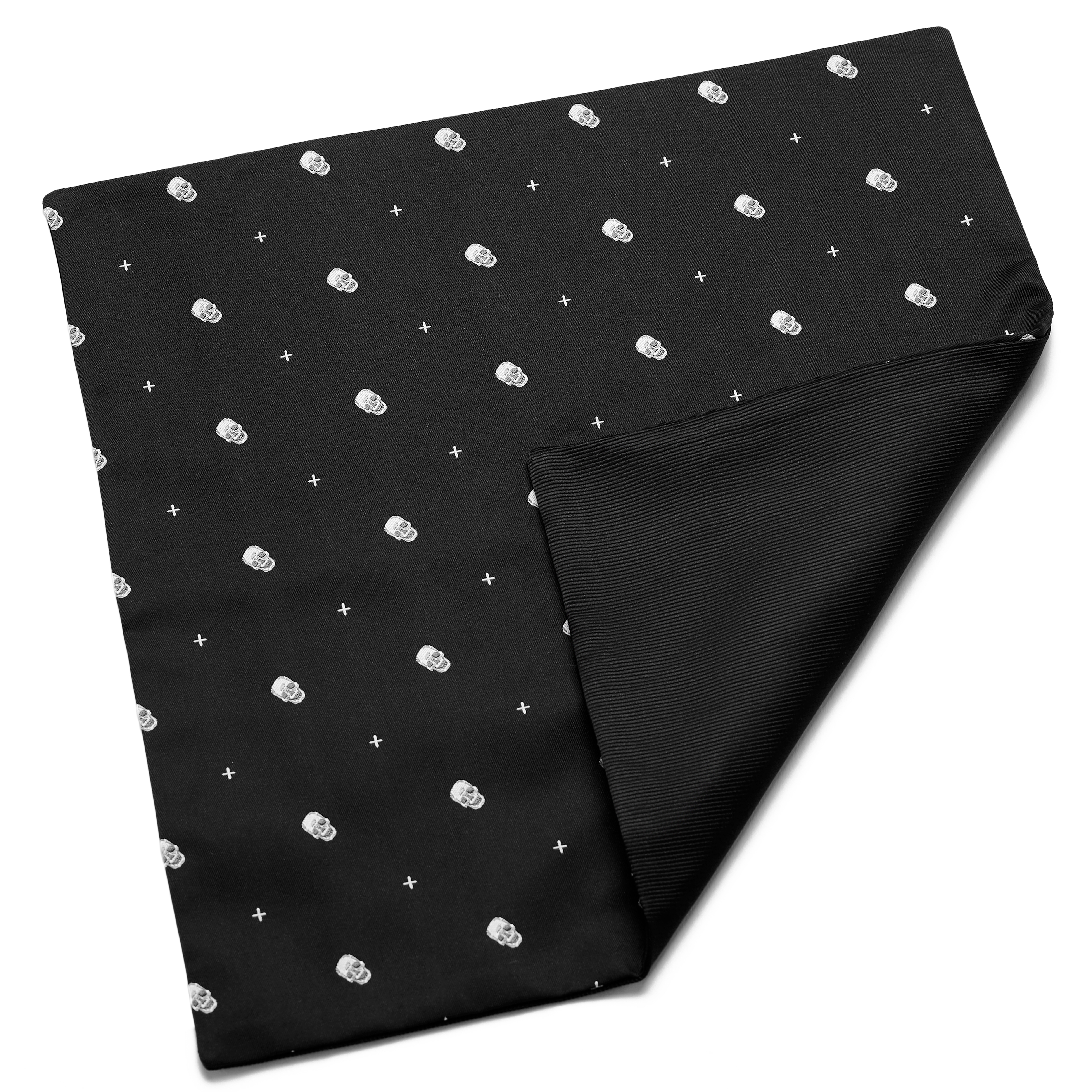Black & White Skull Pattern Pocket Square - 4