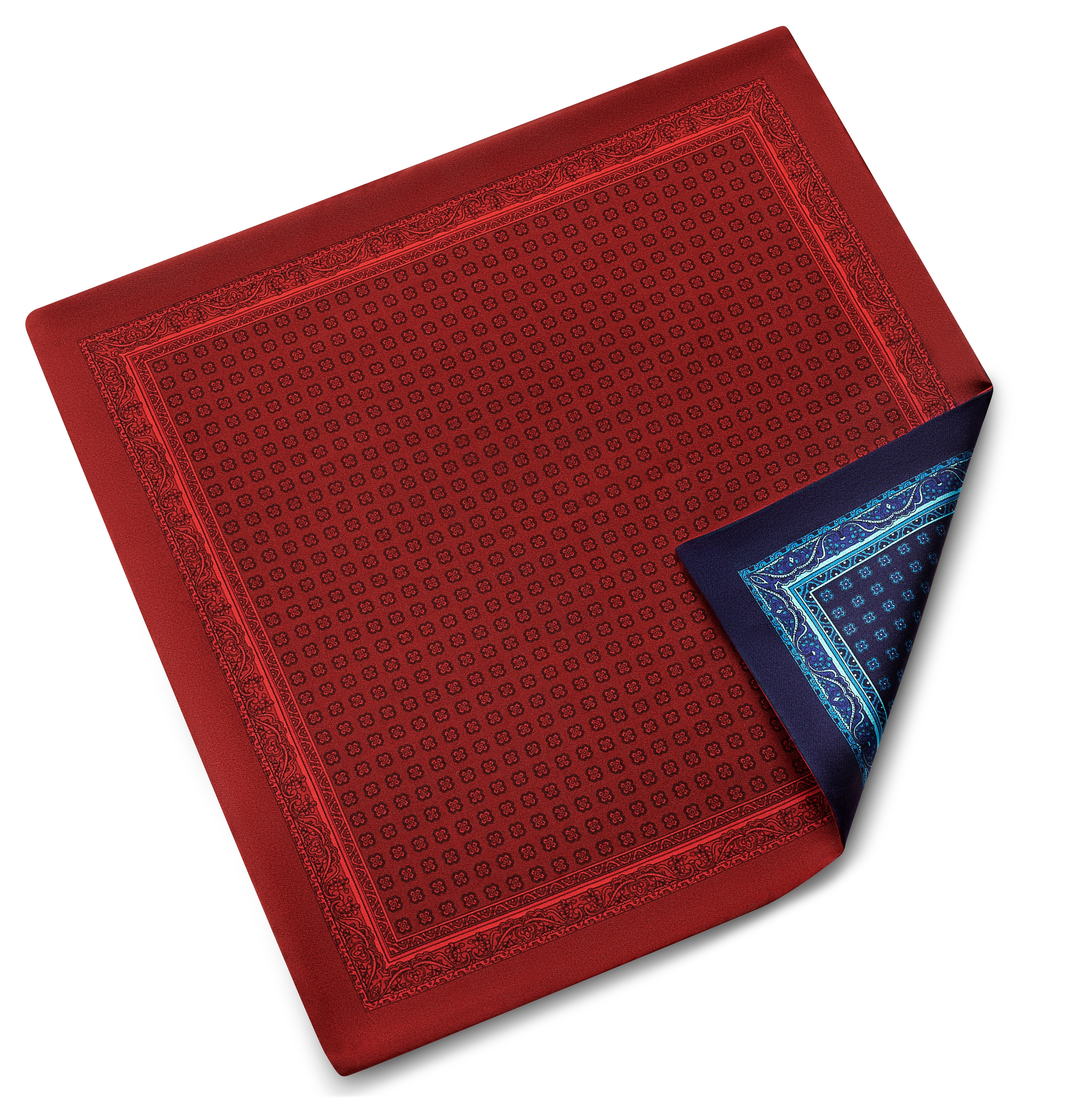 Elegio | Pañuelo de bolsillo reversible de seda con lunares en azul y rojo - 3