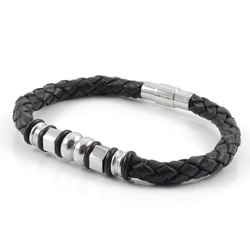 Musta Punottu Riipus Nahkarannekoru - 3