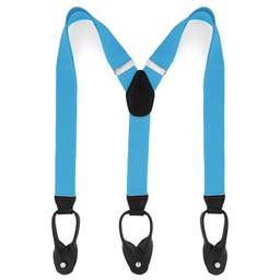 Wide Sky Blue Split Button Suspenders