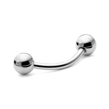 1/3" (8 mm) Curved Ball-Tipped Silver-Tone Surgical Steel Barbell