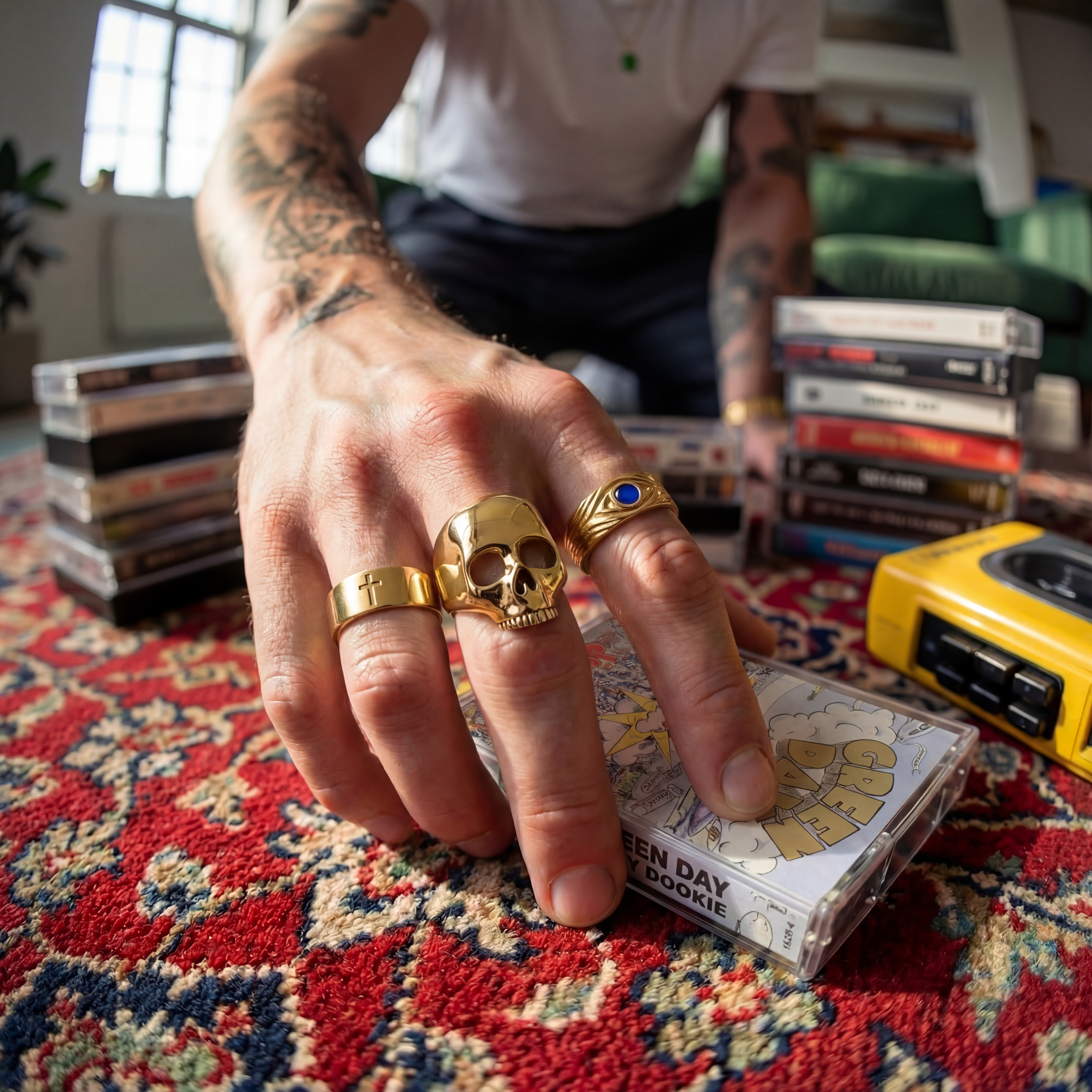 Aspero | Pečatný prsteň s lebkou v zlatej farbe z nehrdzavejúcej ocele - 3