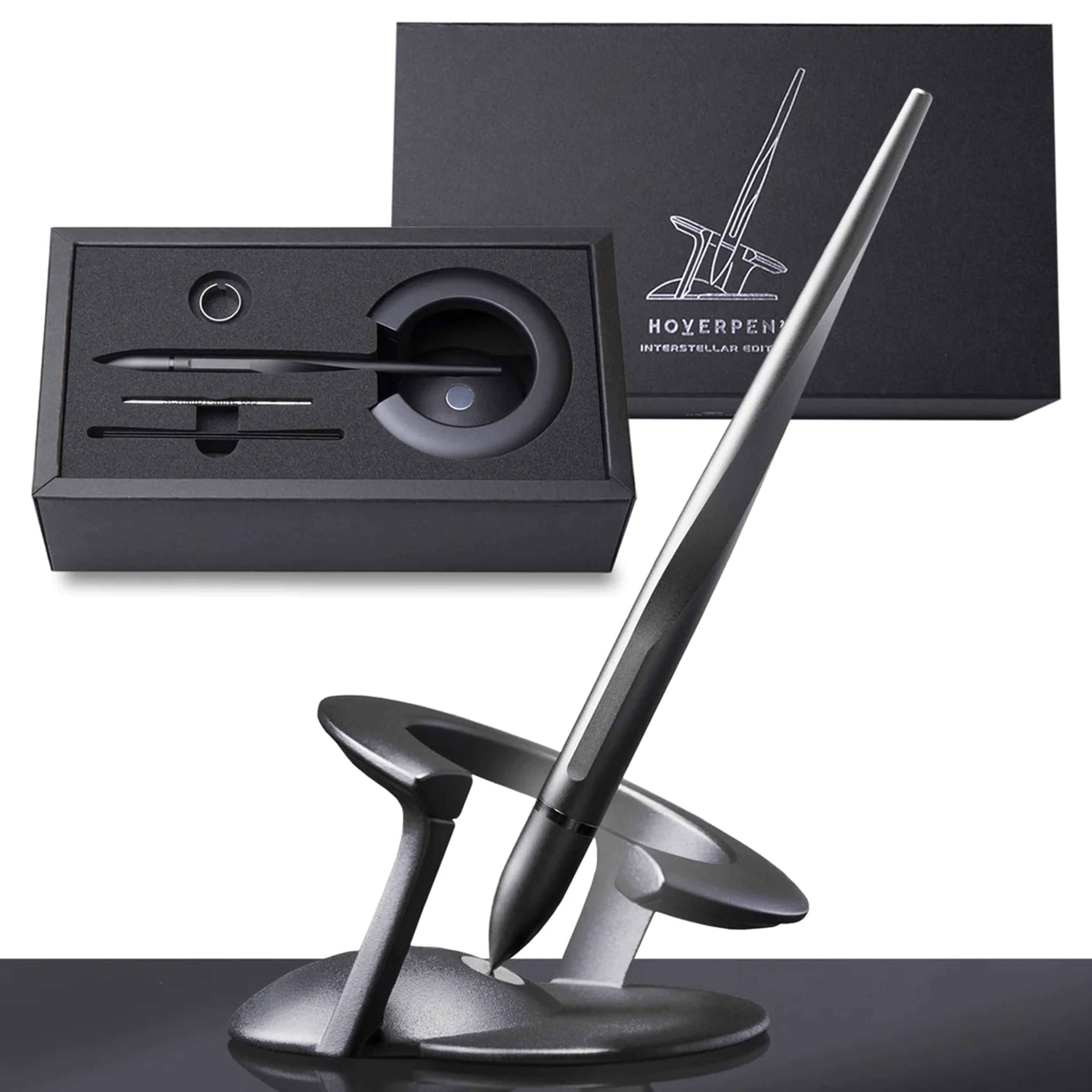 Hoverpen Penna Autobilanciante Anti-Gravità – Design In Alluminio Con Supporto Magnetico – Penna Da Scrivania Con Movimento Ipnorilassante – Regalo Originale Per Ufficio (Grigio Scuro)