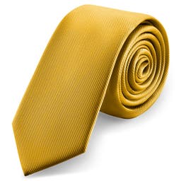 Corbata delgada de grogrén marrón dorado de 6 cm