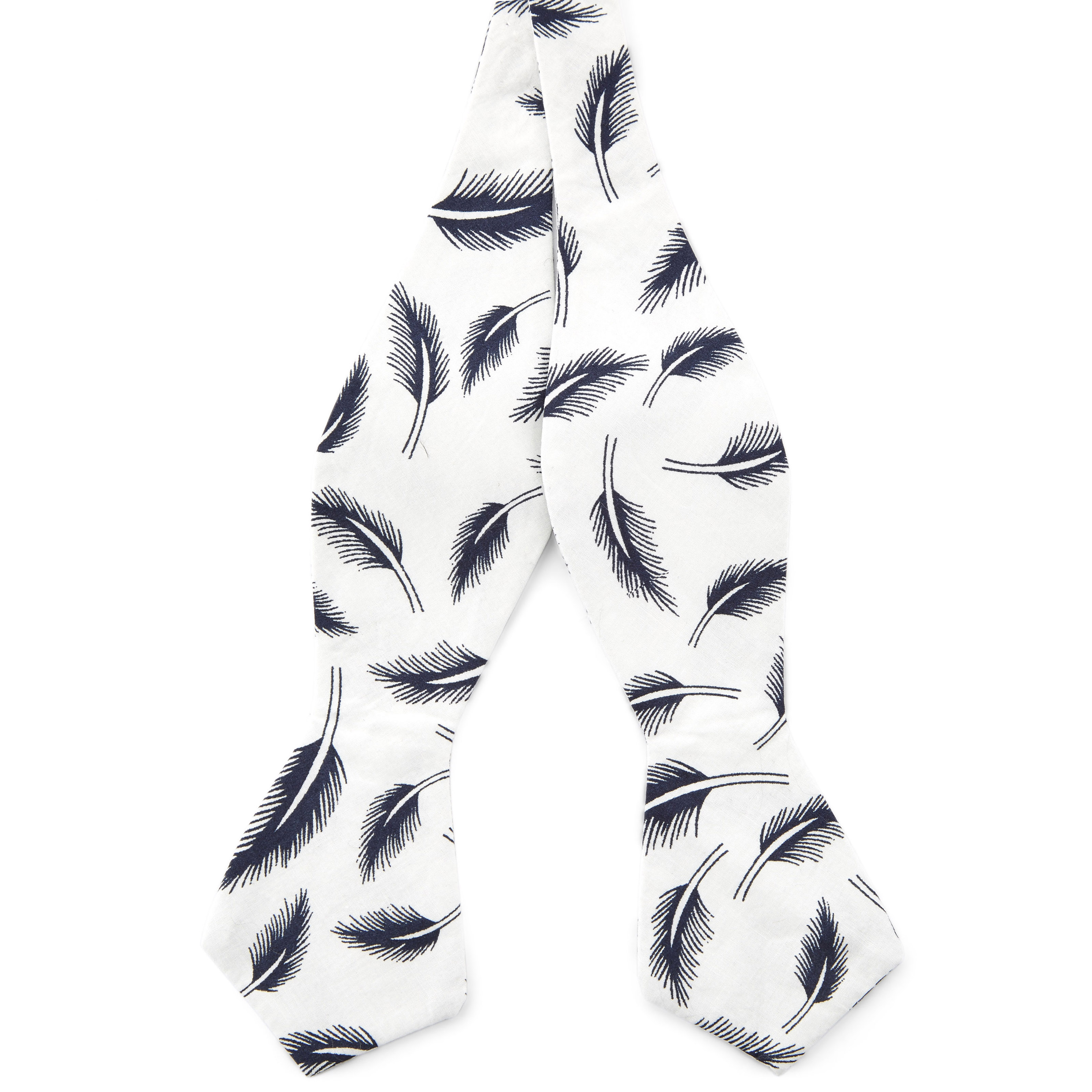 Hvid Selvbinder Butterfly med Fjer - 1