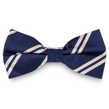 Noeud papillon en soie bleu marine à rayures argentées Noeud papillon en soie bleu marine à rayures argentées