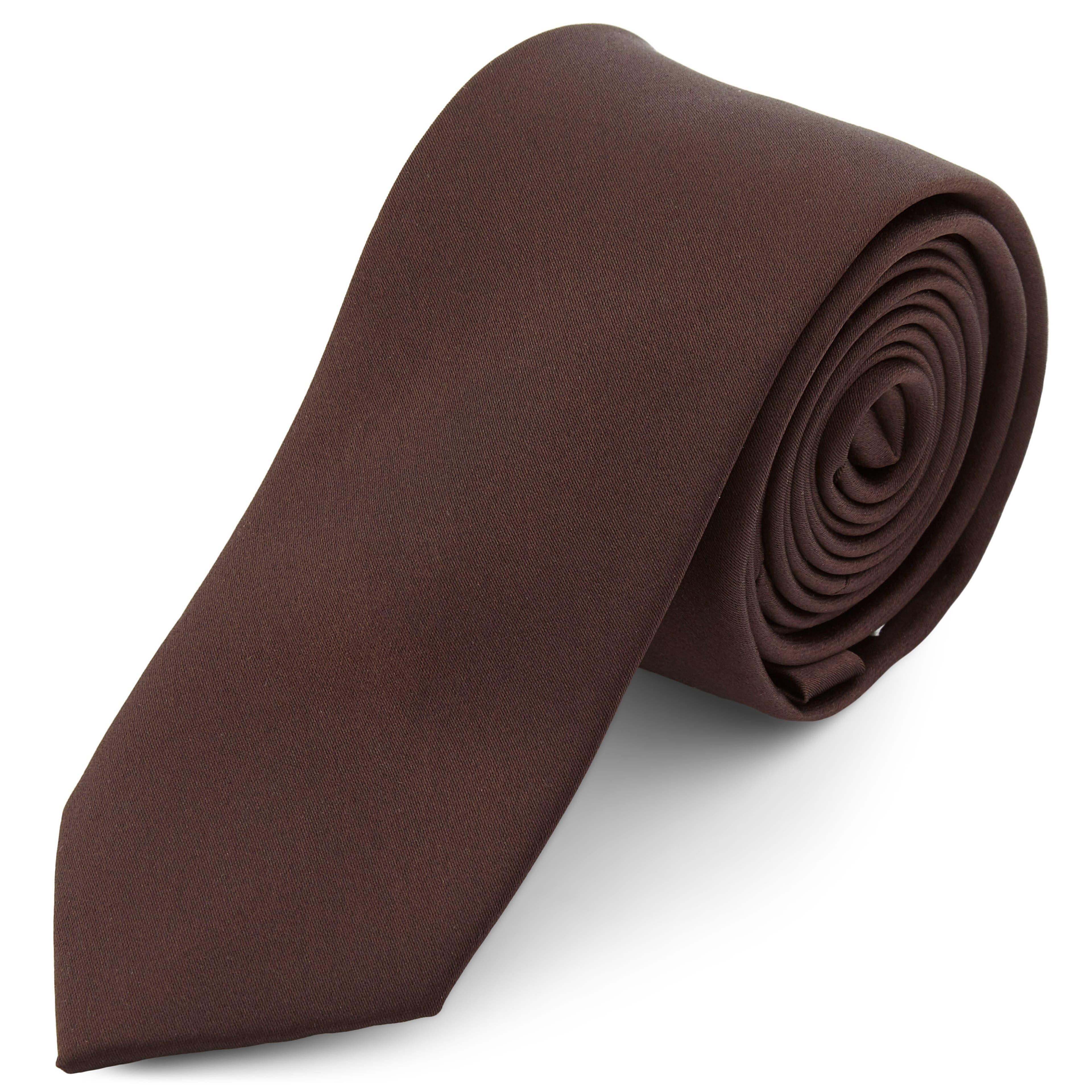 Cravată Basic maro închis 6 cm 