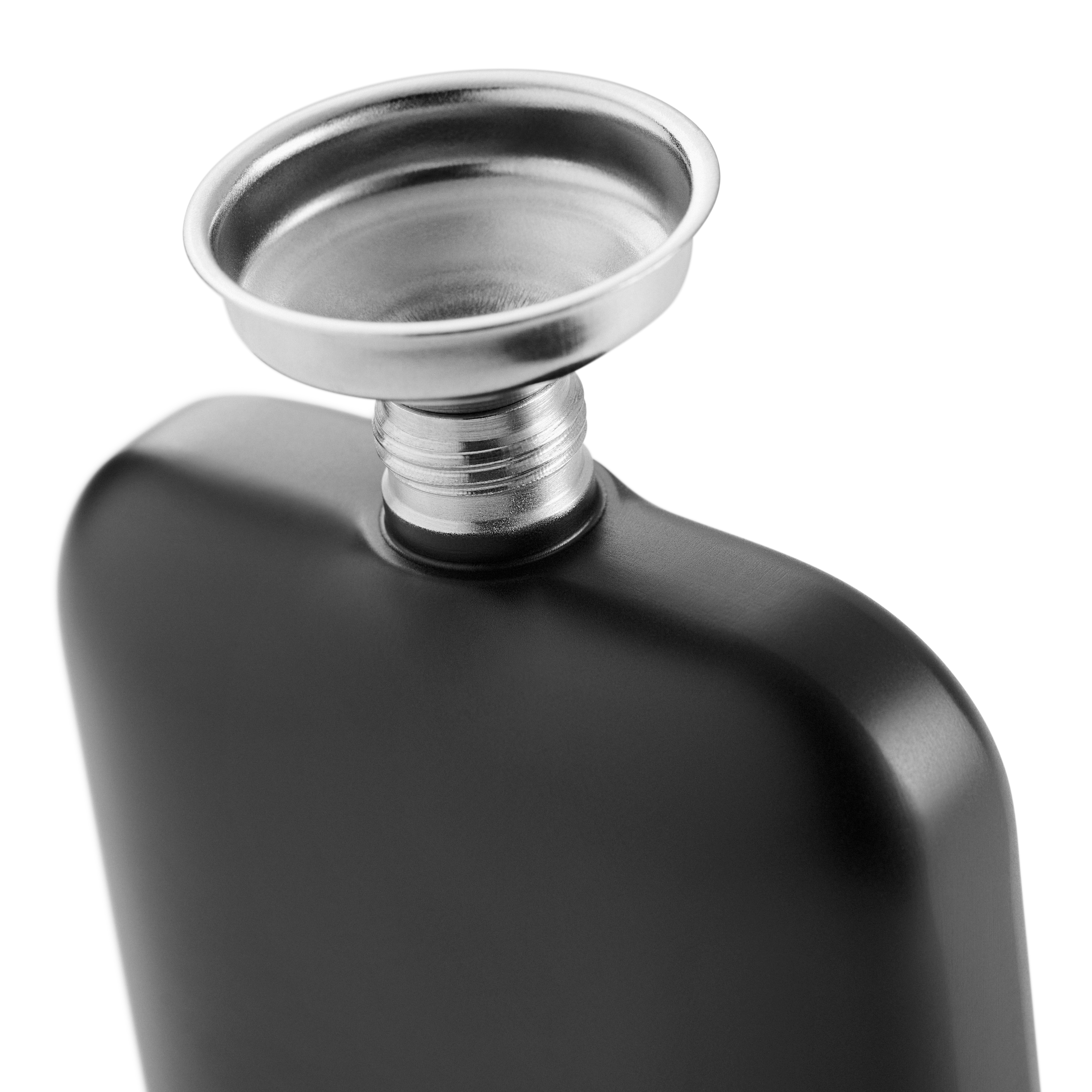 Black Stainless Steel Hip Flask and Shot Glass Set - 4
