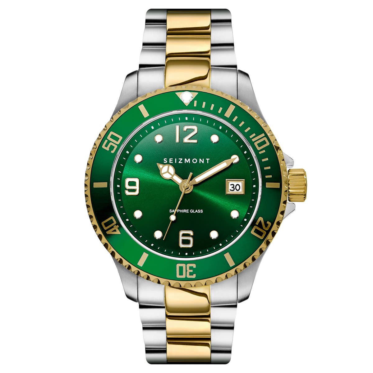 Tide Silver- Gold-Tone Stainless Steel Dive Watch With Green