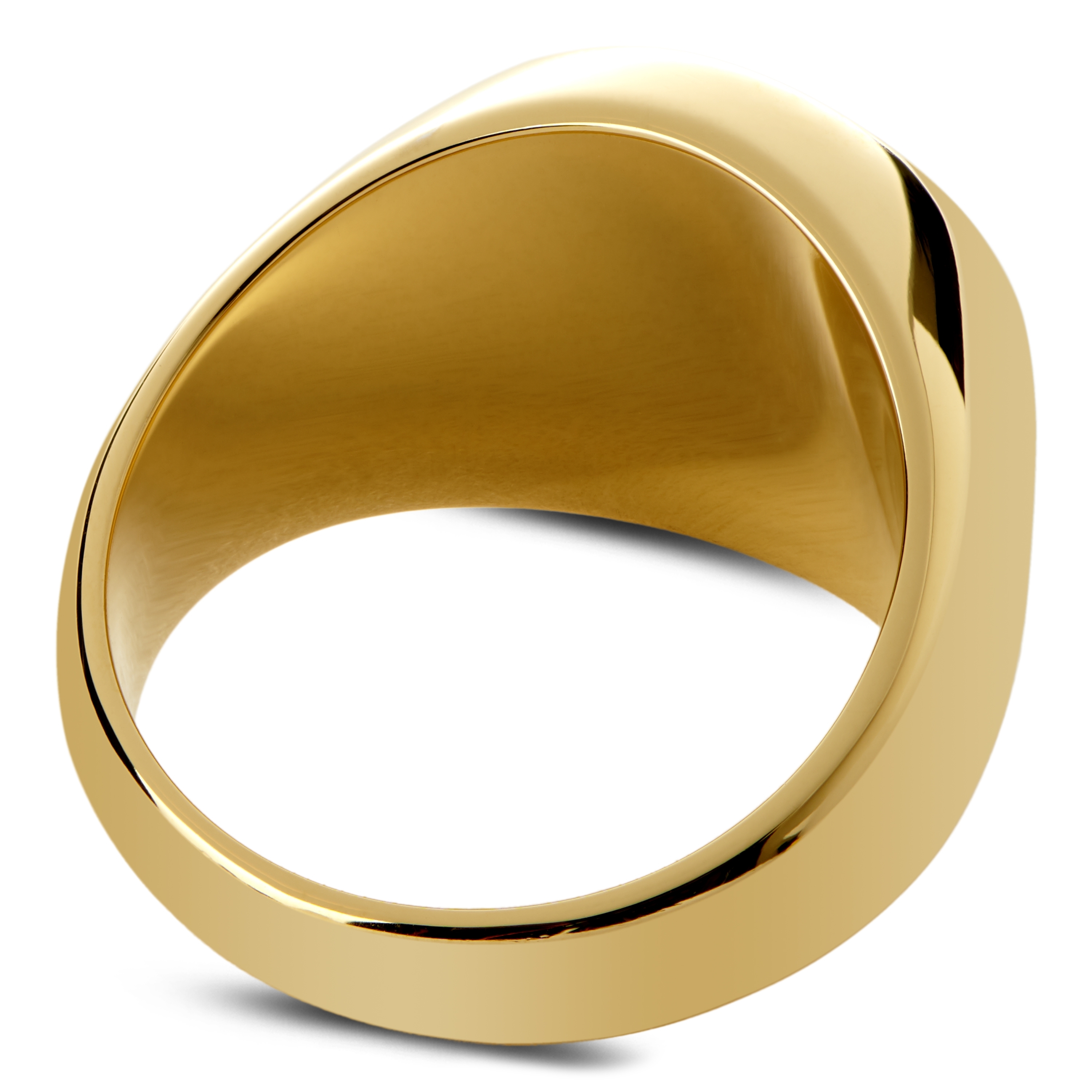 Makt | Gold-Tone With Blue Lapis Lazuli Signet Ring - 4