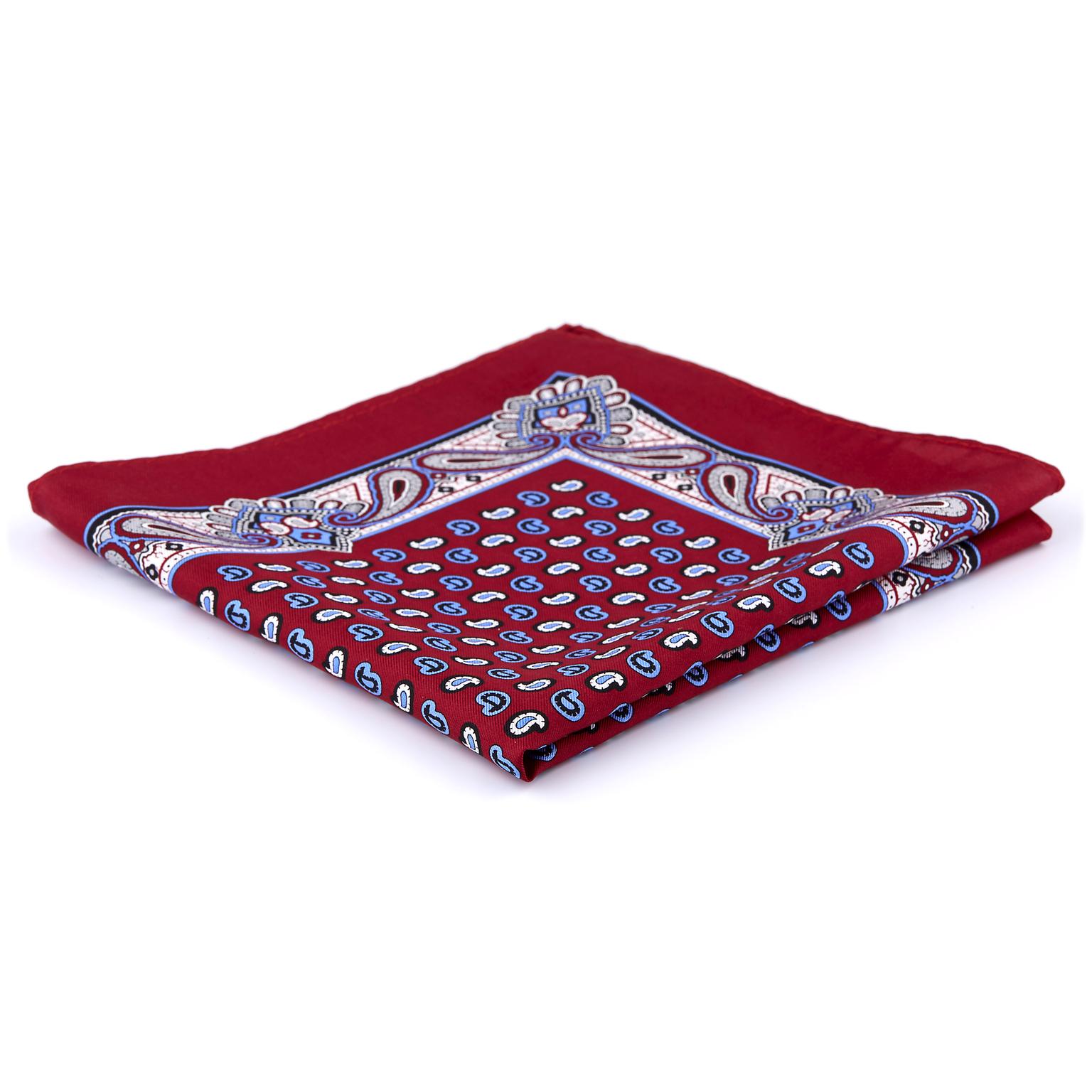 Burgundy & Blue Silk Pocket Square Burgundy & Blue Silk Pocket Square