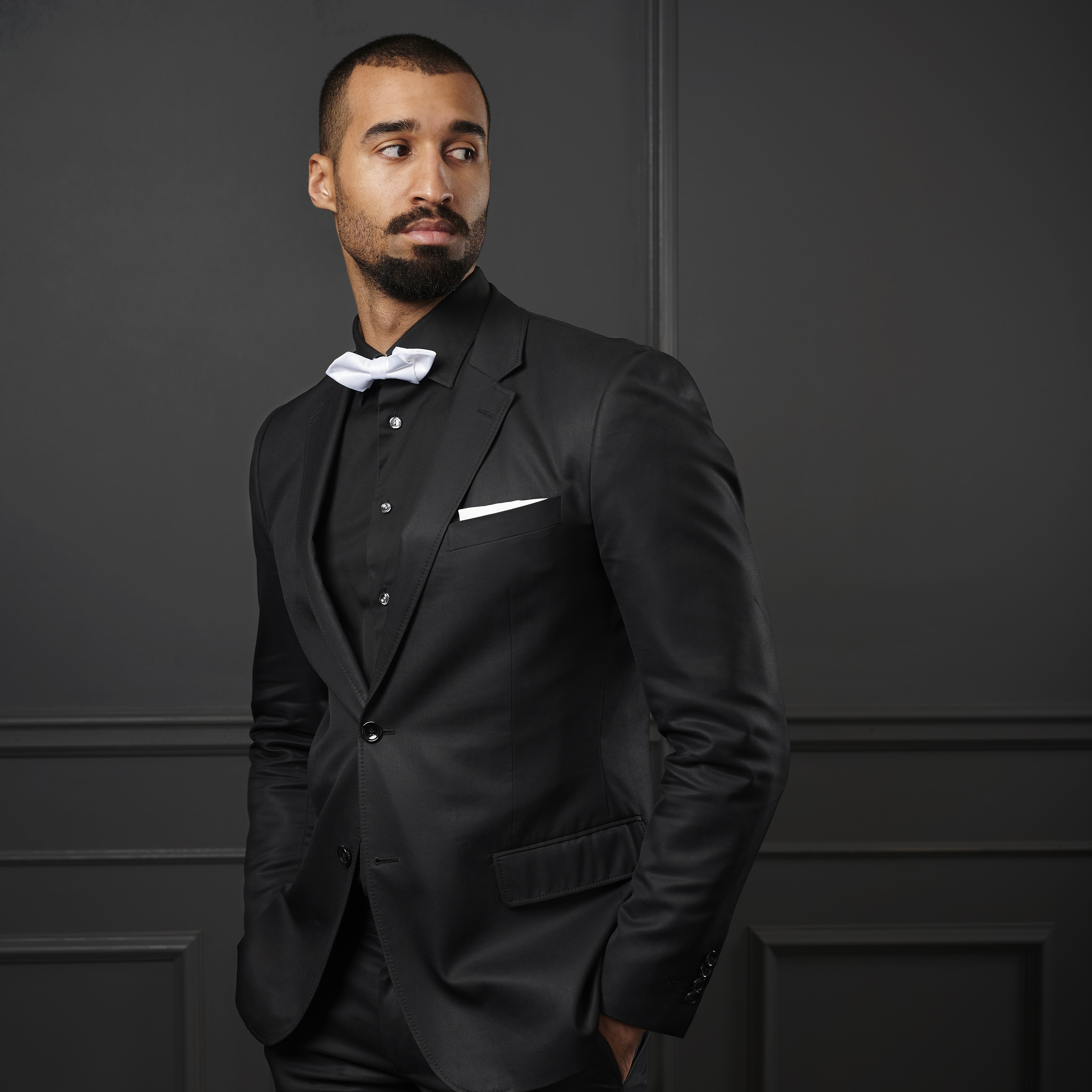 White Basic Pointy Pre-Tied Bow Tie - 6