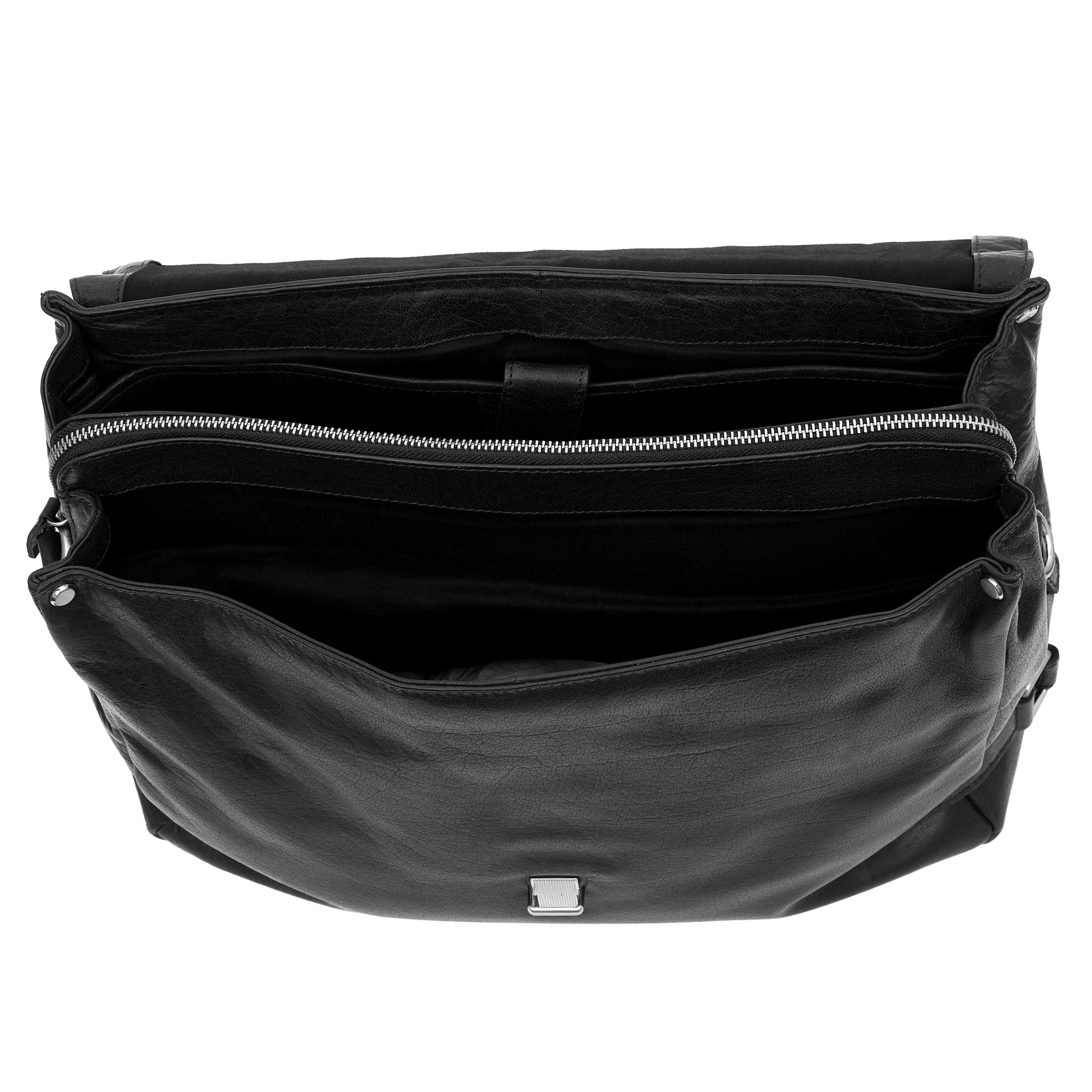 Montreal Luxury Leather Black Satchel Bag - 8