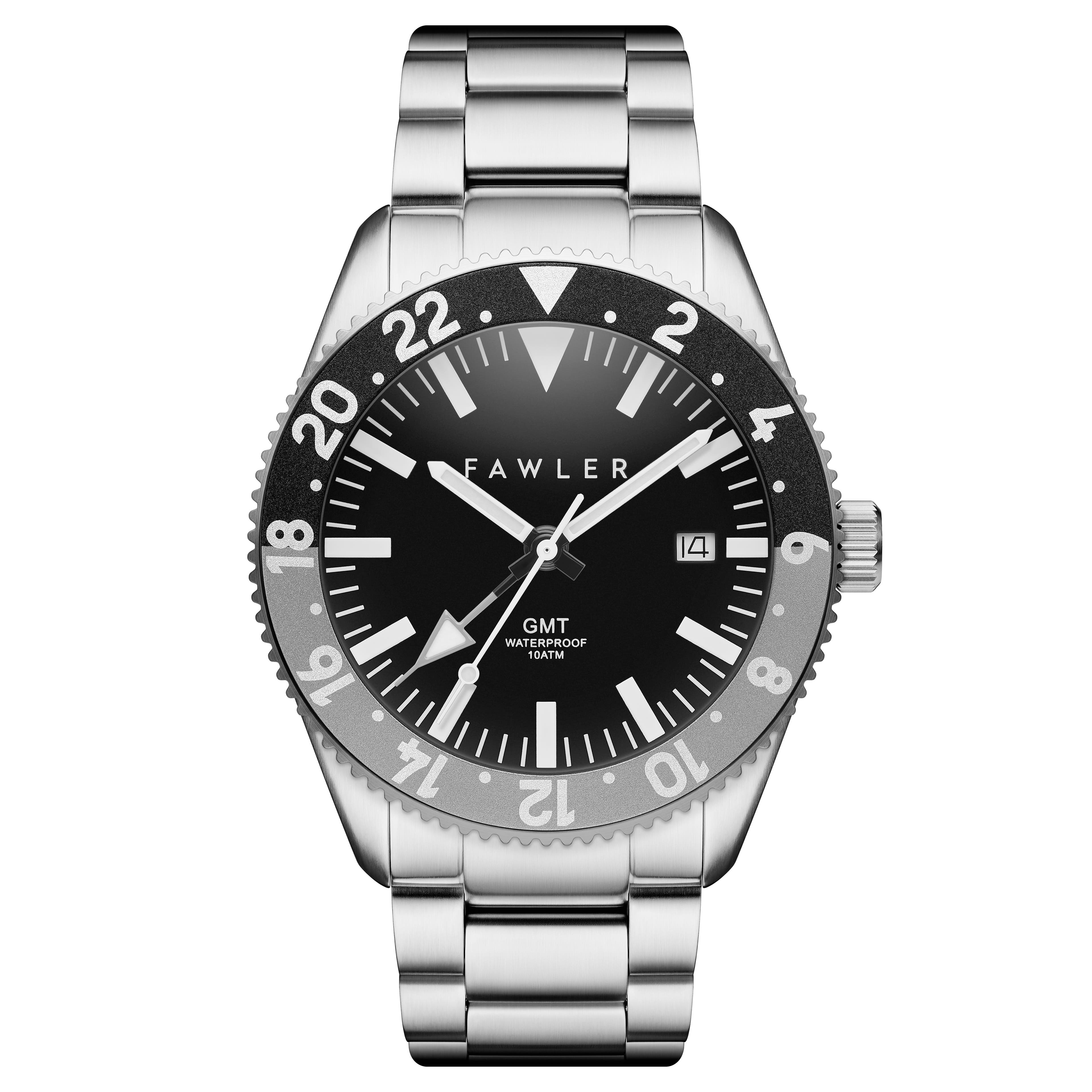 Métier | Szary zegarek ze stali nierdzewnej z funkcją GMT