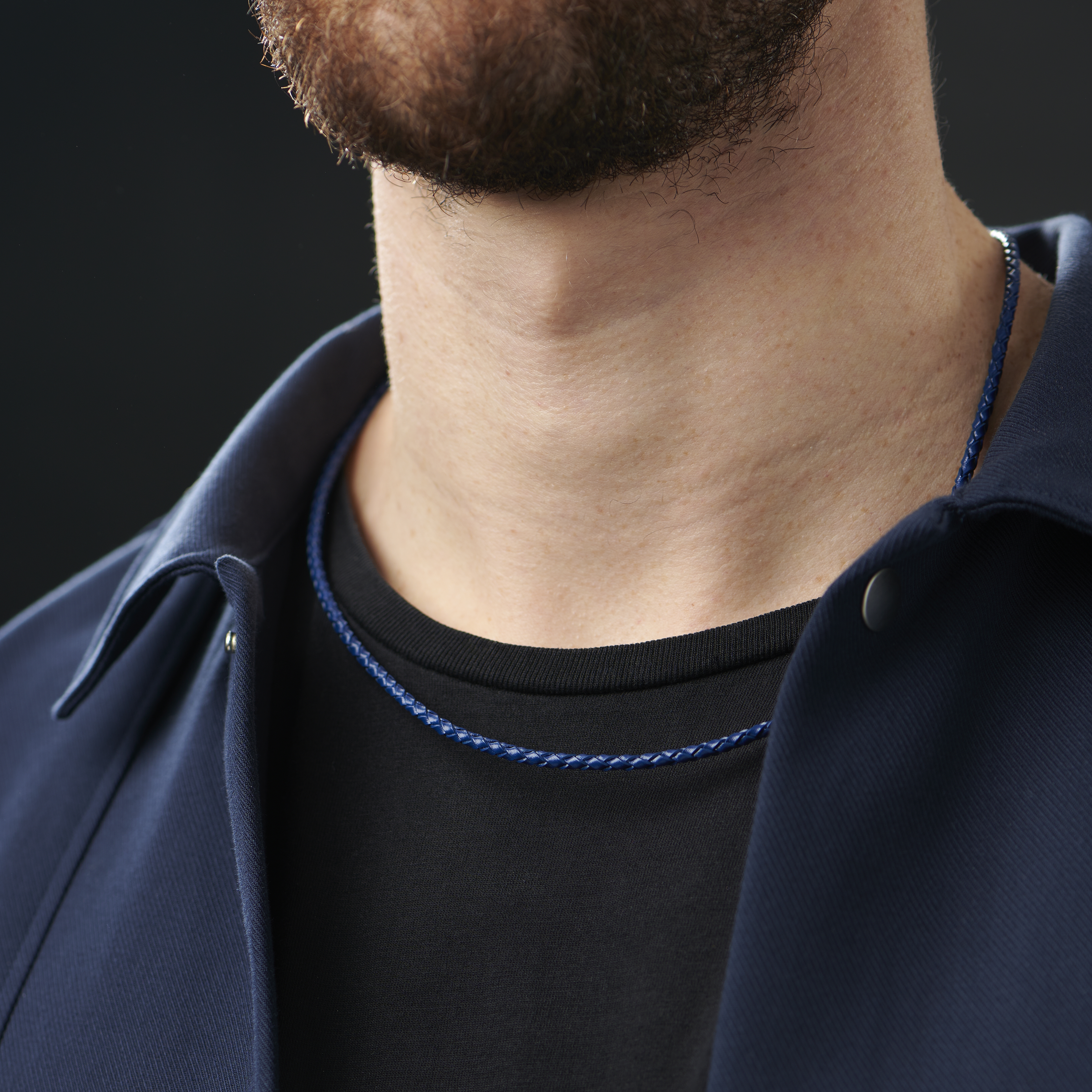 3mm Blå Vævet Læderhalskæde - 3