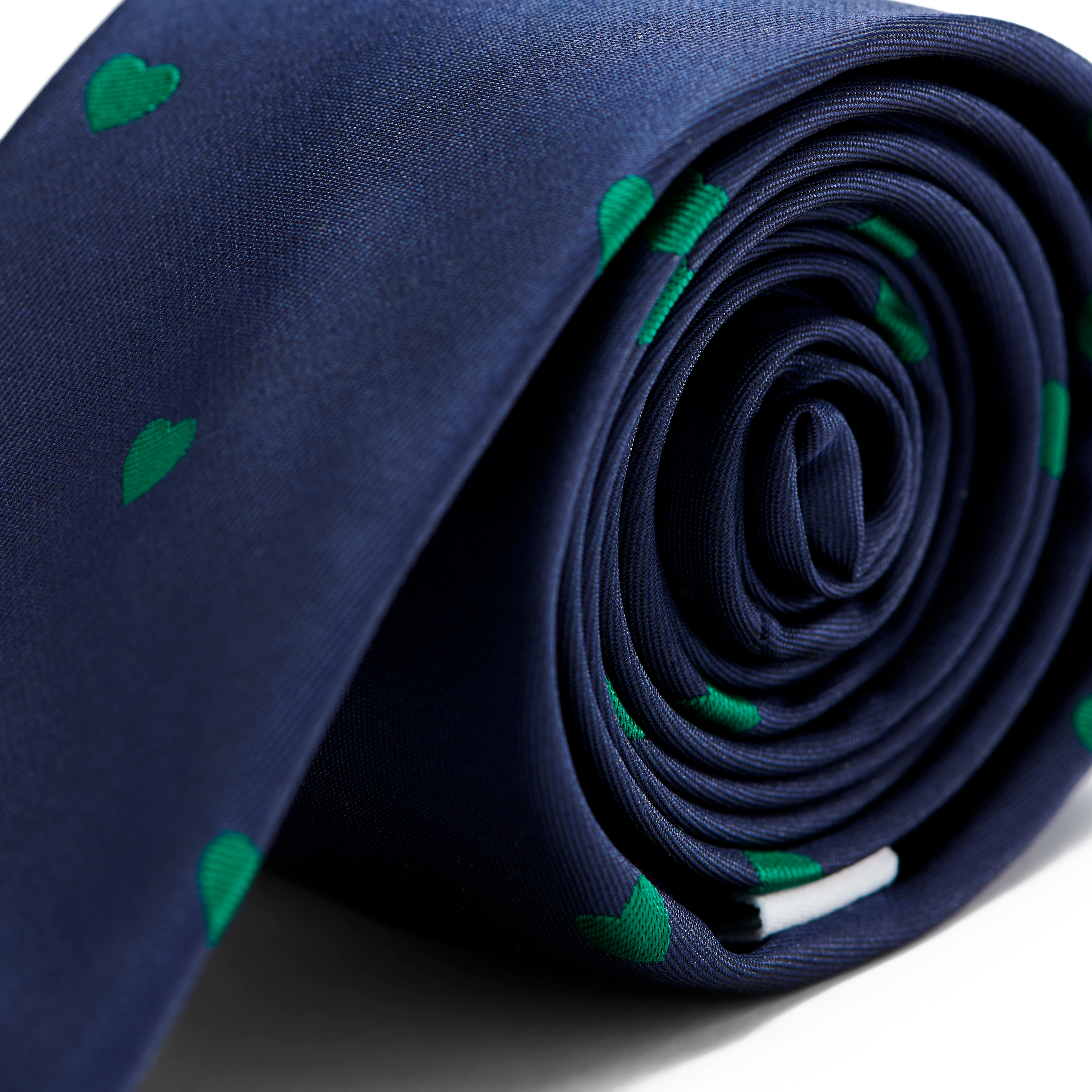 Navy Blue Skinny Tie with Hearts - 2