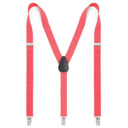 Slim Coral Pink Clip-On Suspenders