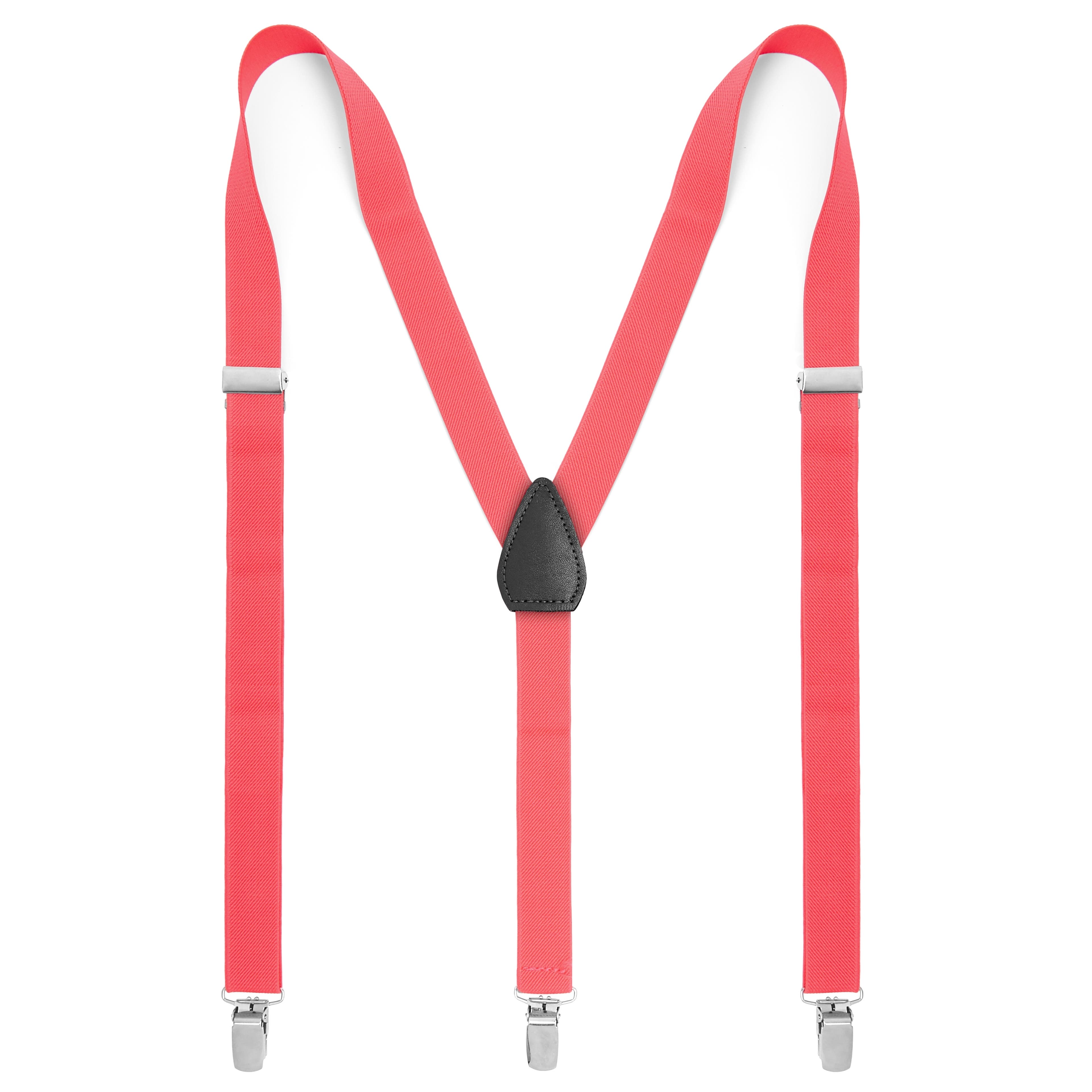 Slim Coral Pink Clip-On Suspenders
