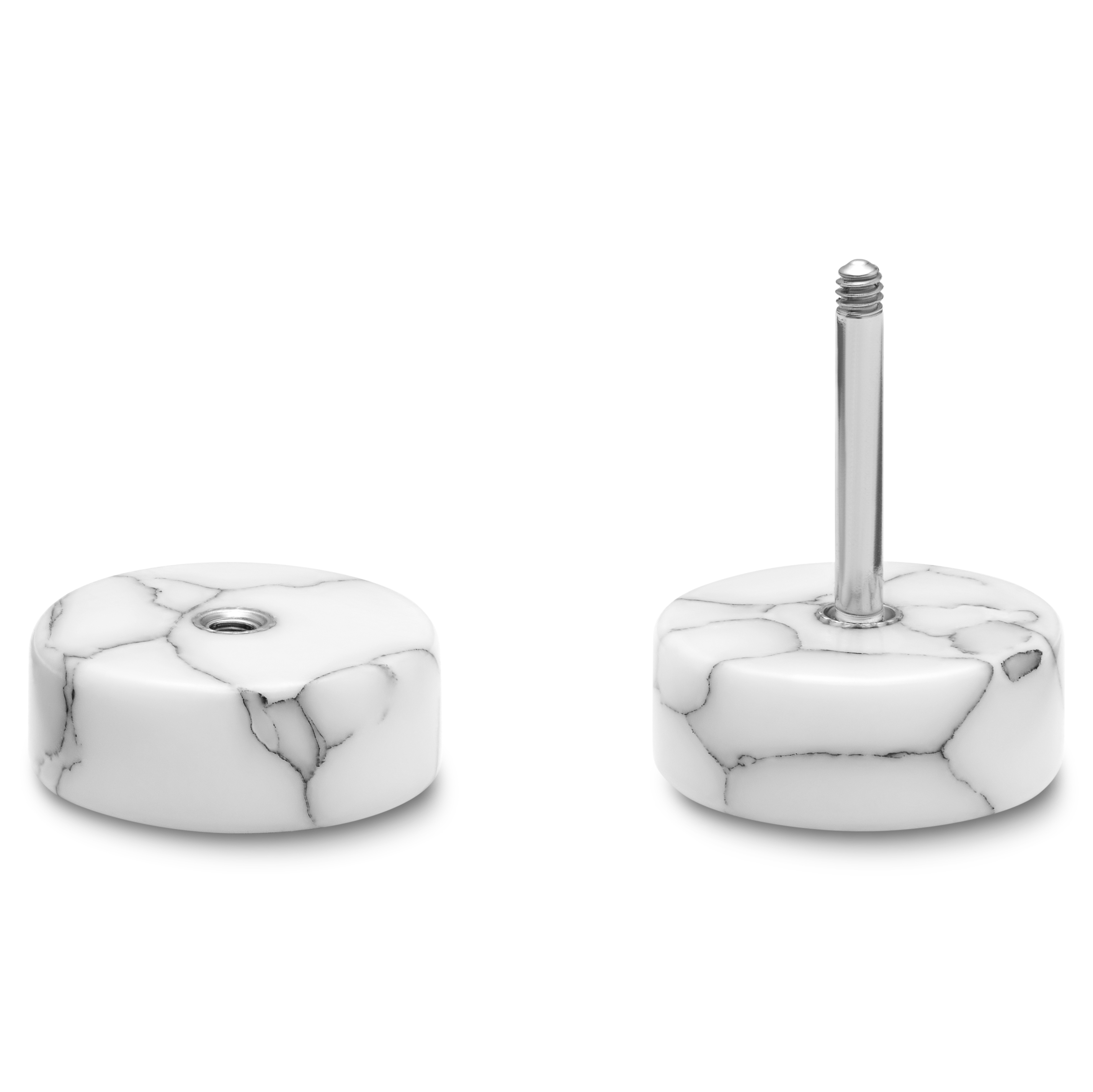 Satago | Pendiente falso plug de acero inoxidable y turquesa blanca de 10 mm  - 2