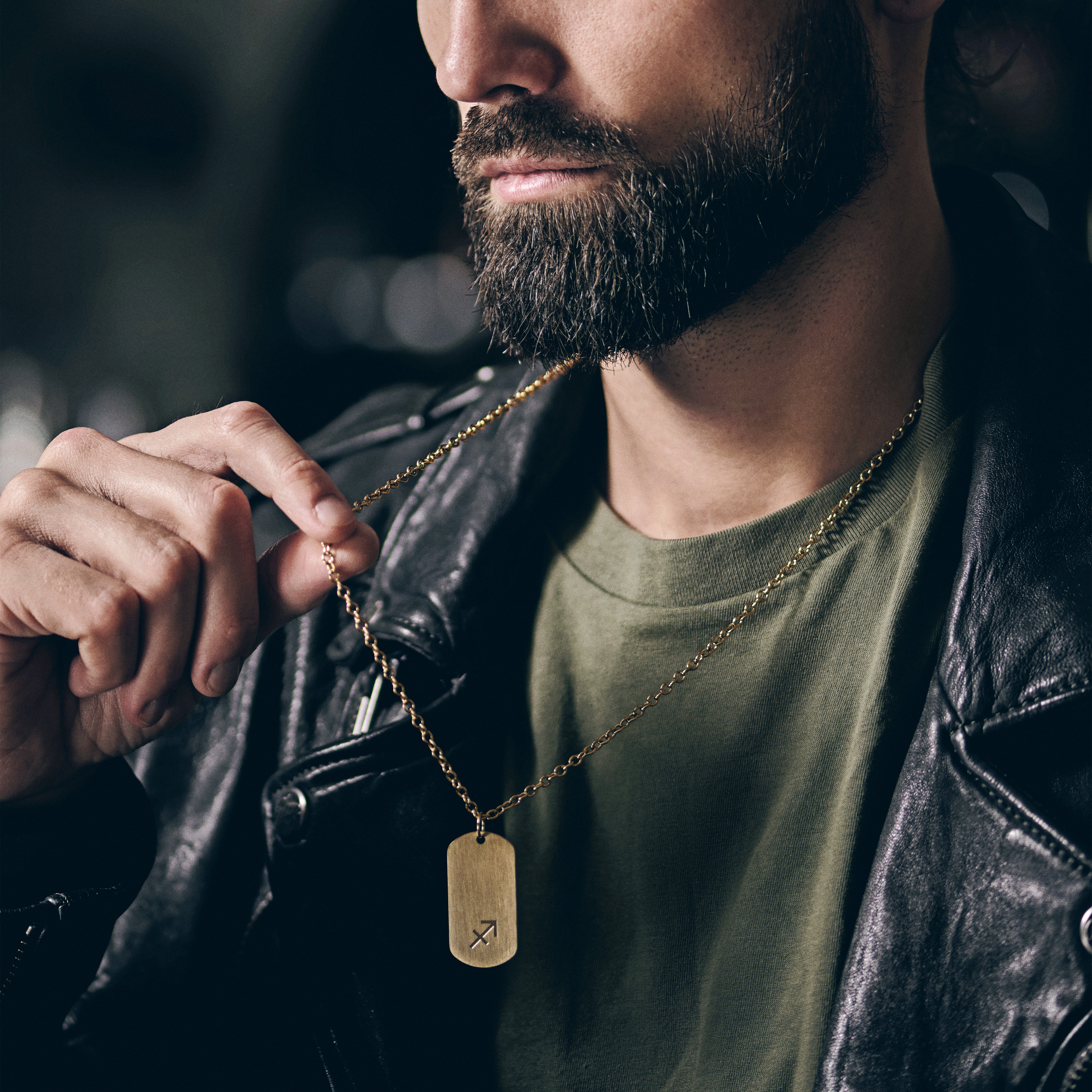 Oceľový náhrdelník s hviezdnym znamením Strelca v zlatej farbe - 3