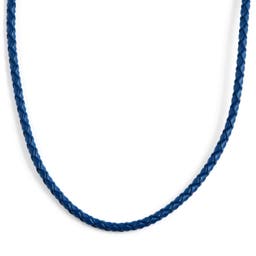Collar de cuero trenzado azul 3 mm