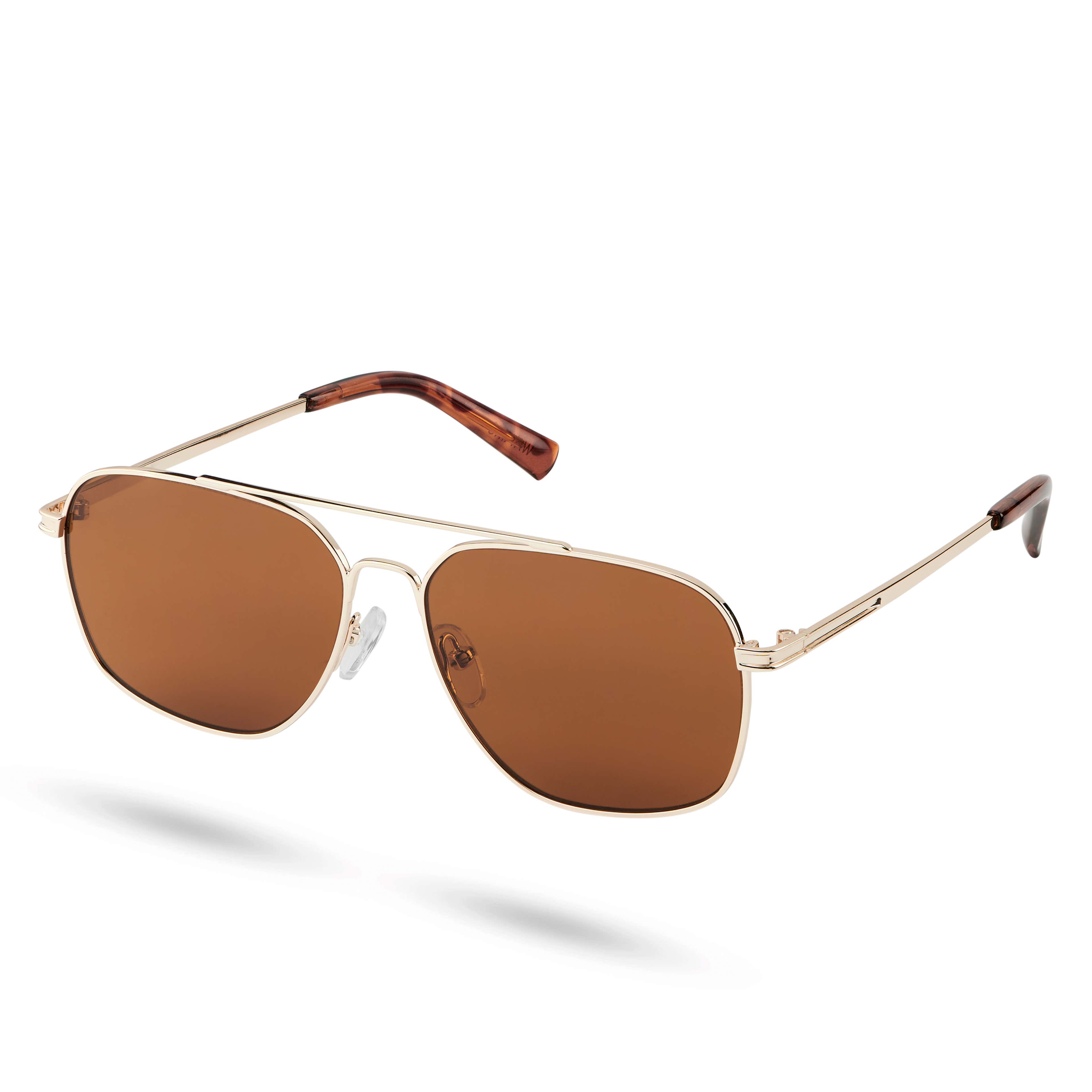 Wolcott Thea Gold-Tone & Brown Sunglasses