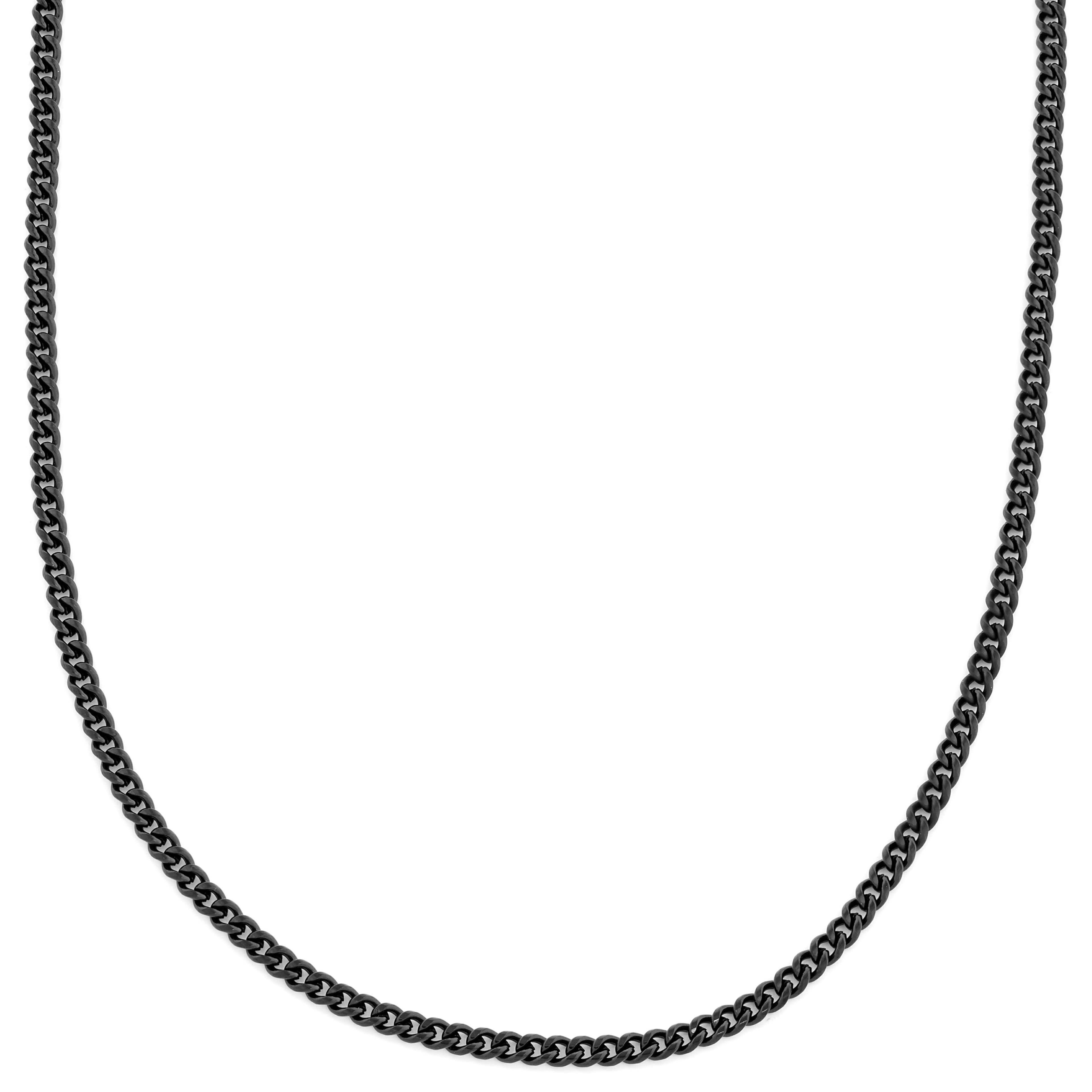 4 mm Black Stainless Steel Curb Chain Necklace