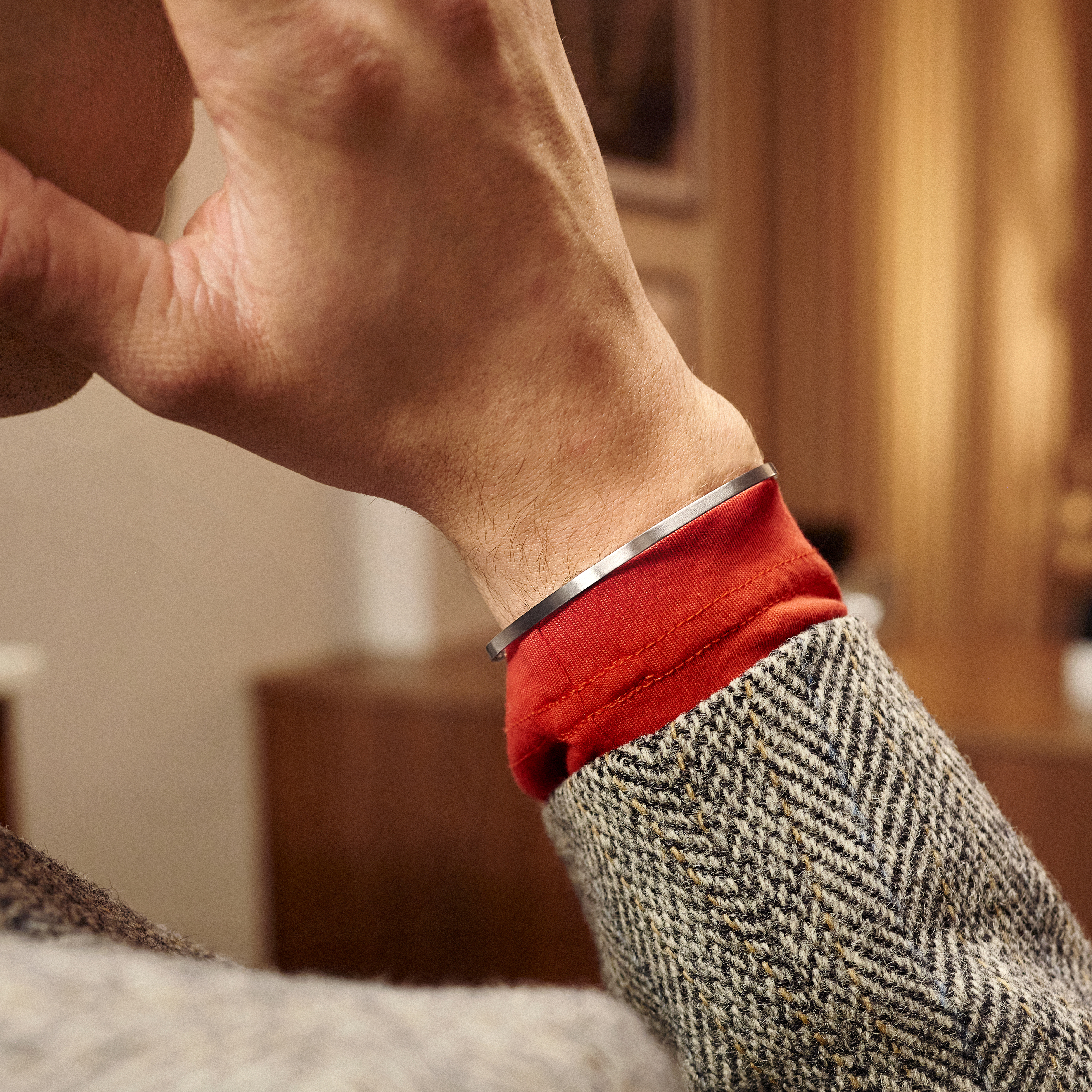 New Classics | 5mm Silver-Tone Stainless Steel Cuff Bracelet With Round Edges - 2