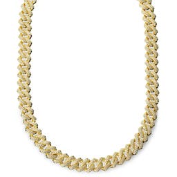 Nicos | 12 mm goldfarbene Diamant-Halskette - Zackengliederkette mit Zirkonia 