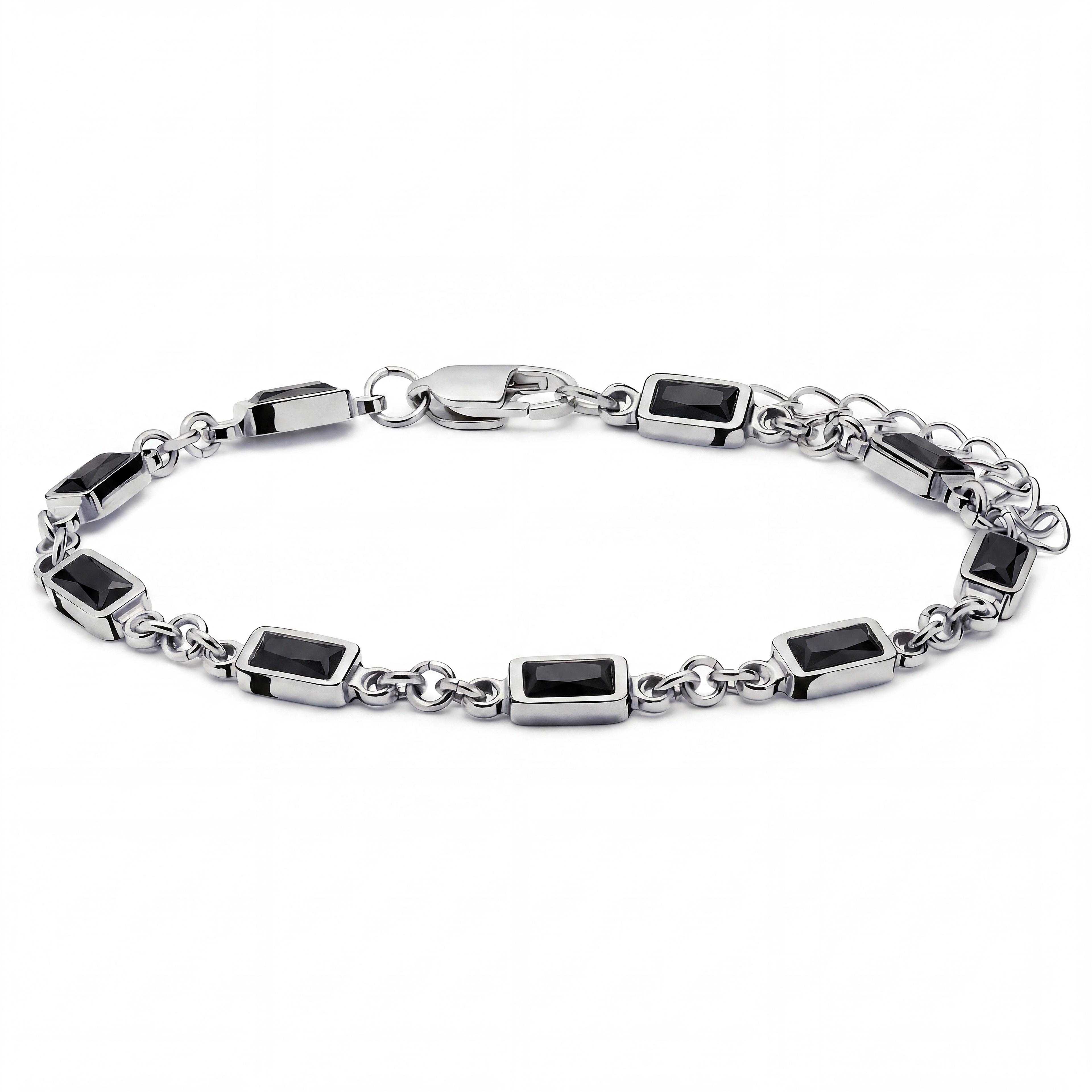 Prism | Schwarzes silberfarbenes Kristallglas-Edelstein-Armband Prism | Schwarzes silberfarbenes Kristallglas-Edelstein-Armband