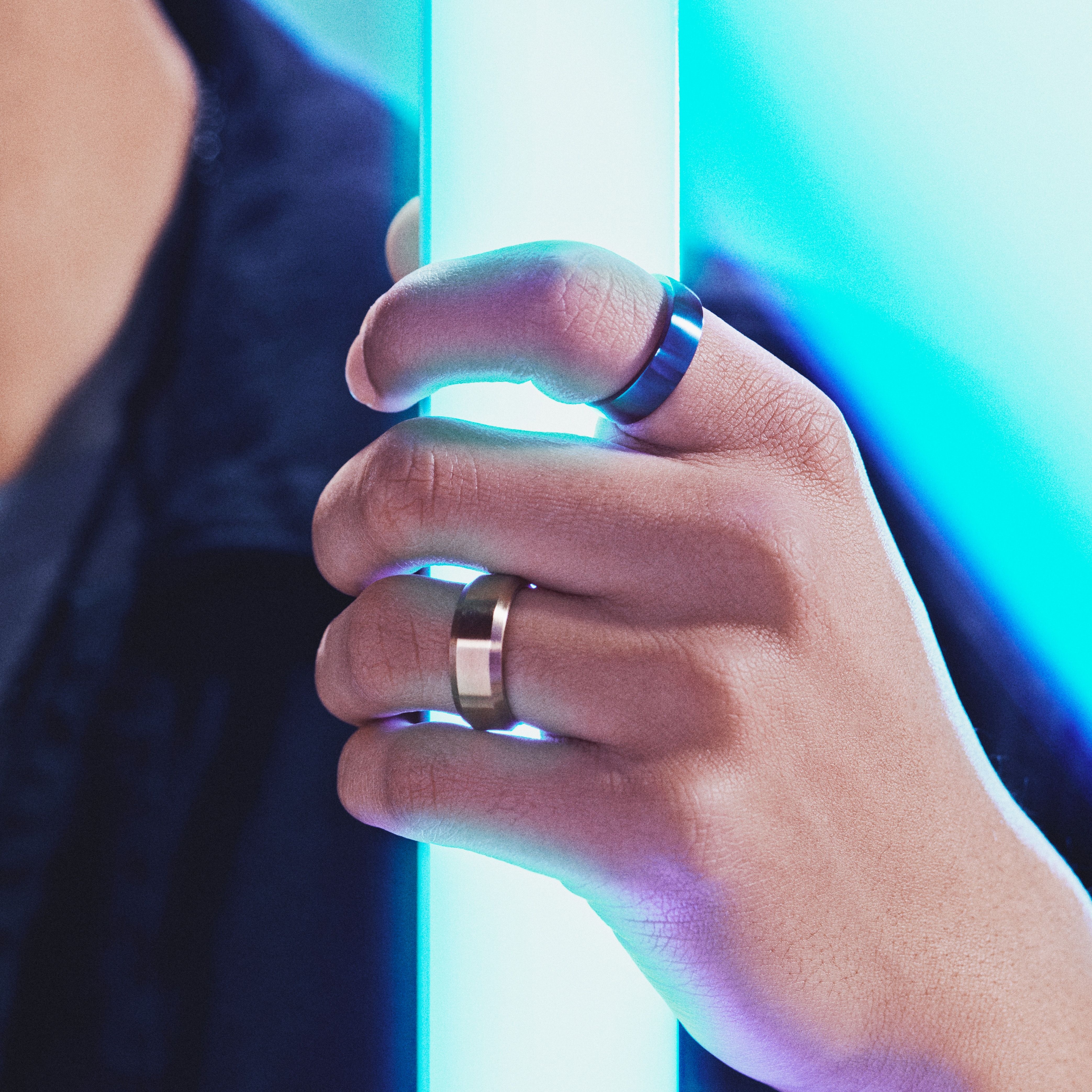 Ferrum | Матиран син стоманен D-образен пръстен 6 мм - 2