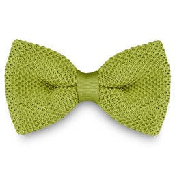 Olive Green Knitted Pre-Tied Bow Tie