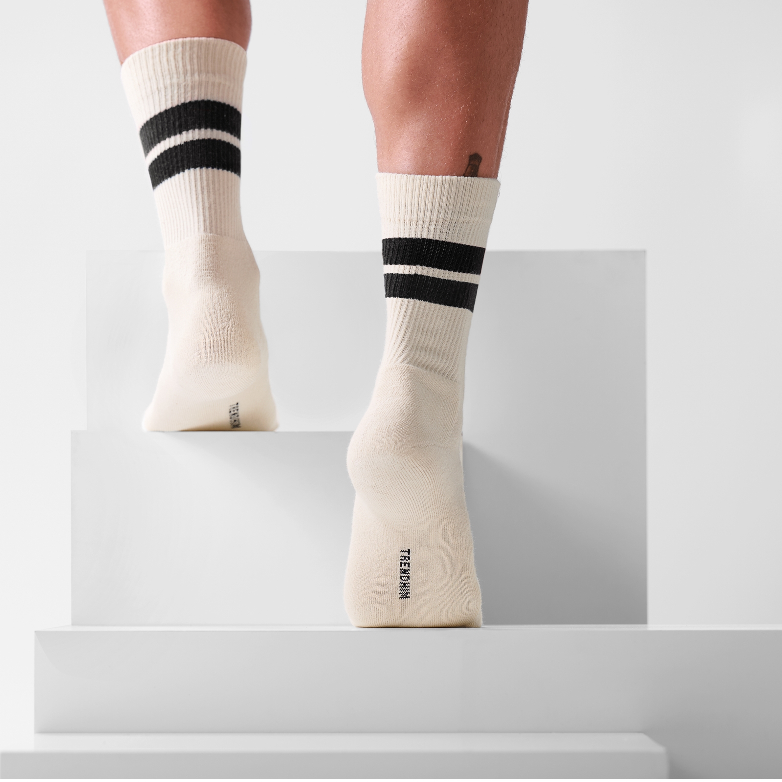 DryFeel | 3-pack Antique Vita Tennisstrumpor i Bomull med Svarta Ränder - 4