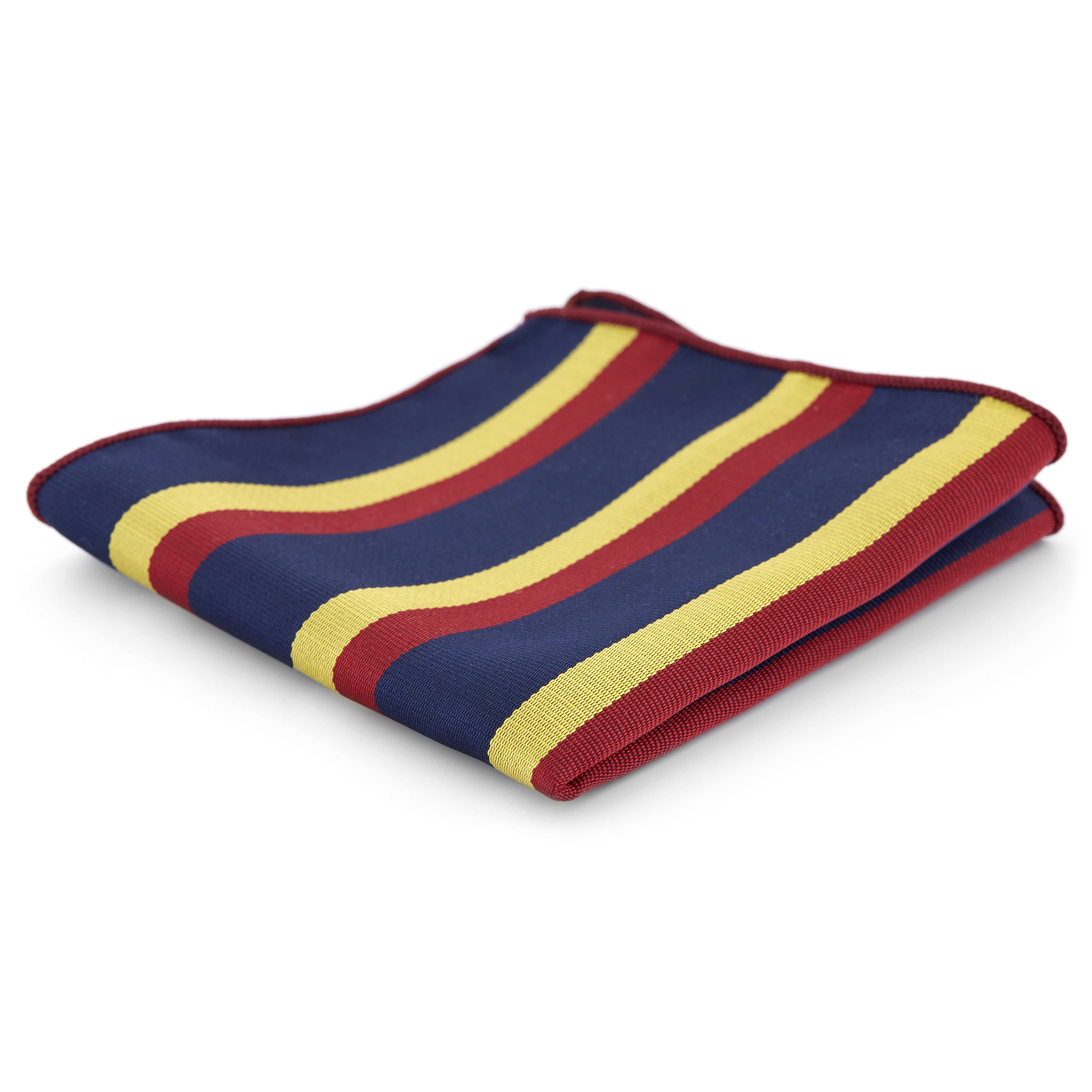 Blue, Red & Yellow Striped Pocket Square