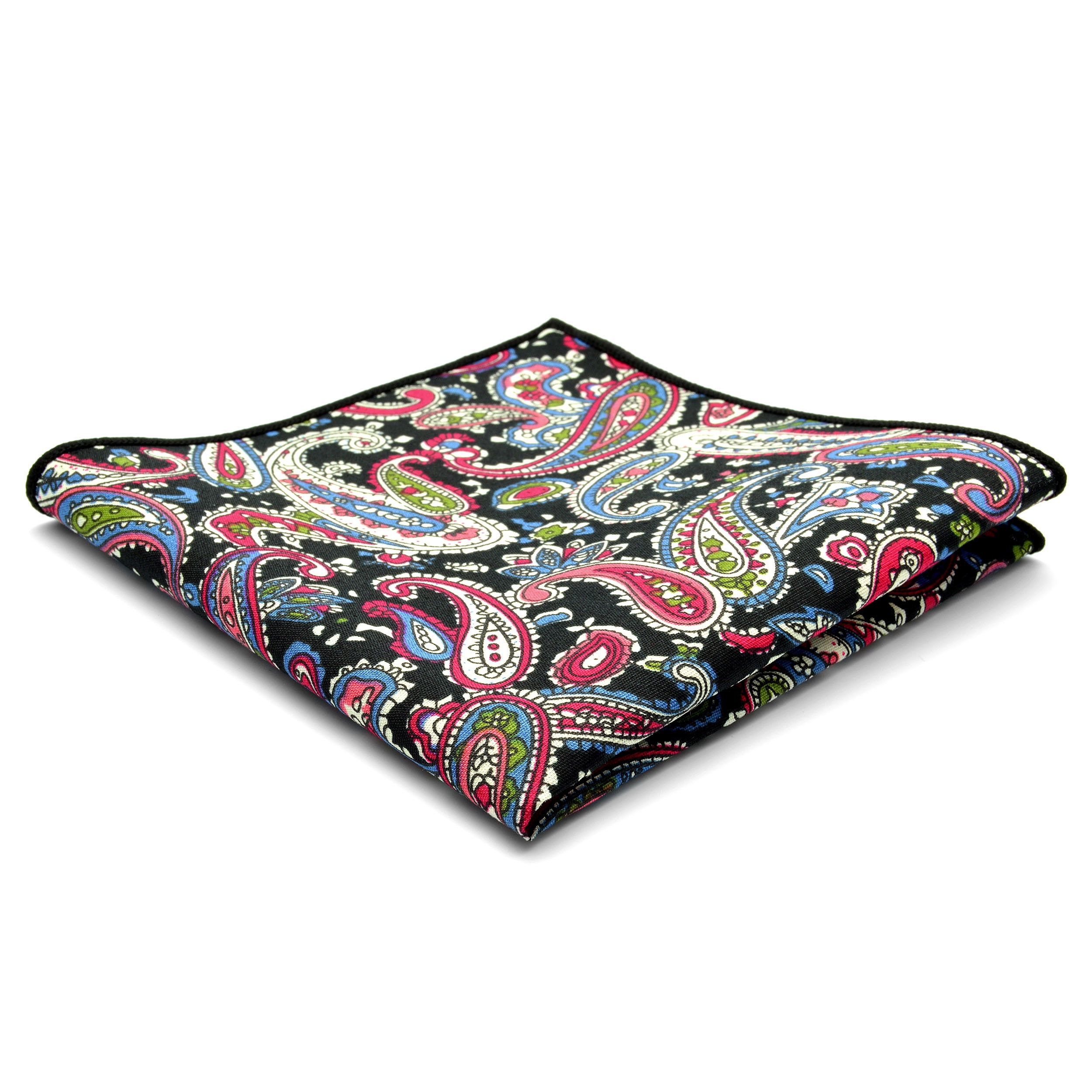 Blått/Rødt Retro Bomull Lommetørkle - 1