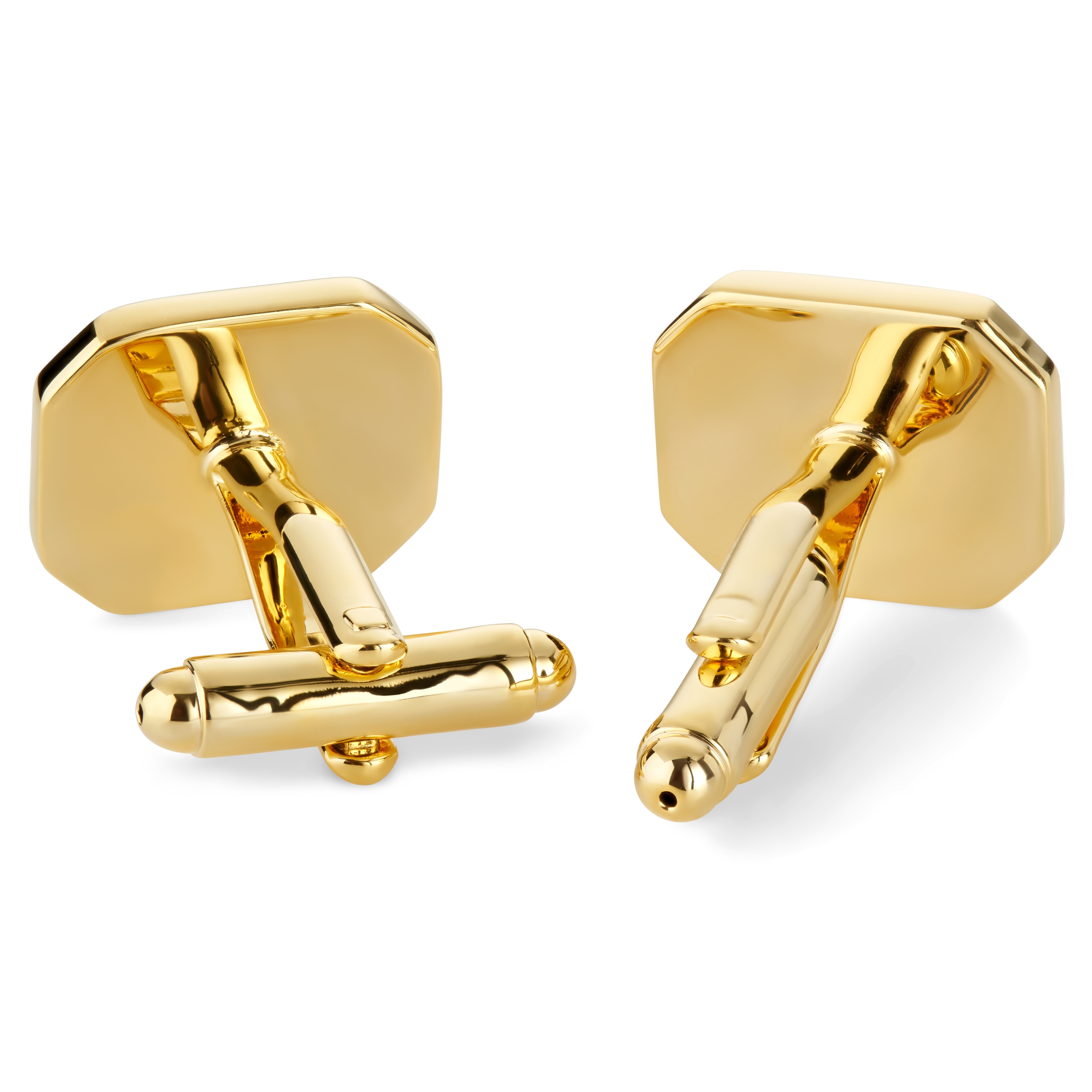 Octagonal Gold-Tone Cufflinks with Onyx inlay - 2