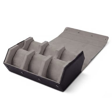 Hexa | Zwart-grijze hexagonale horlogebox van kunstleer – voor 6 horloges Hexa | Zwart-grijze hexagonale horlogebox van kunstleer – voor 6 horloges