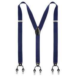 XL Wide Deep Blue Clip-On Suspenders